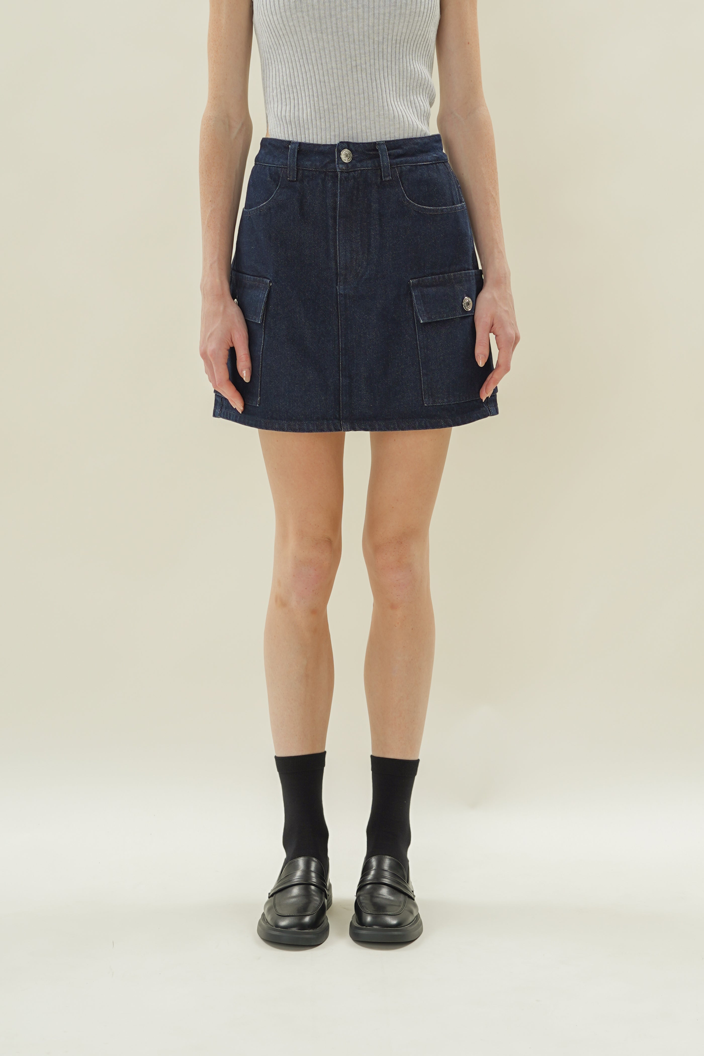 Denim Skort in Dark Wash