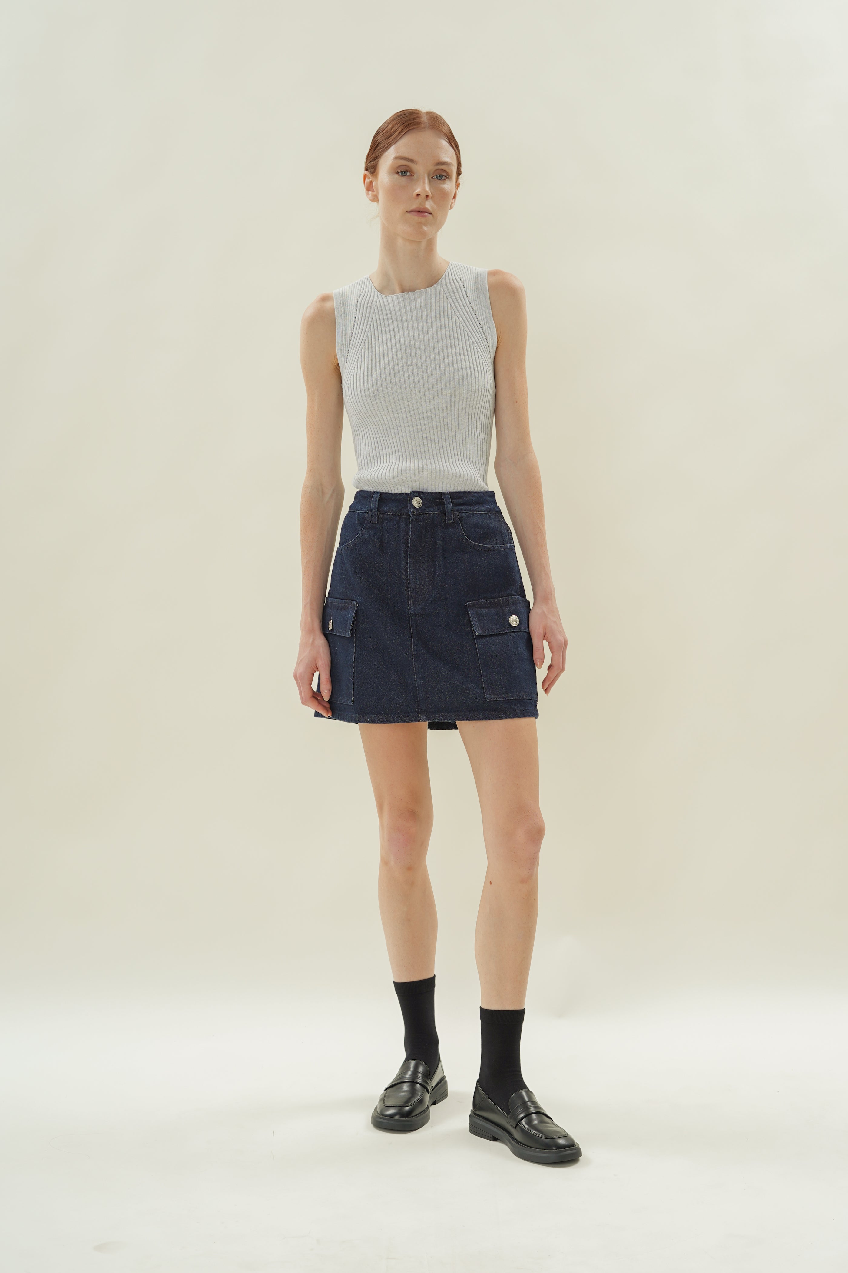 Denim Skort in Dark Wash