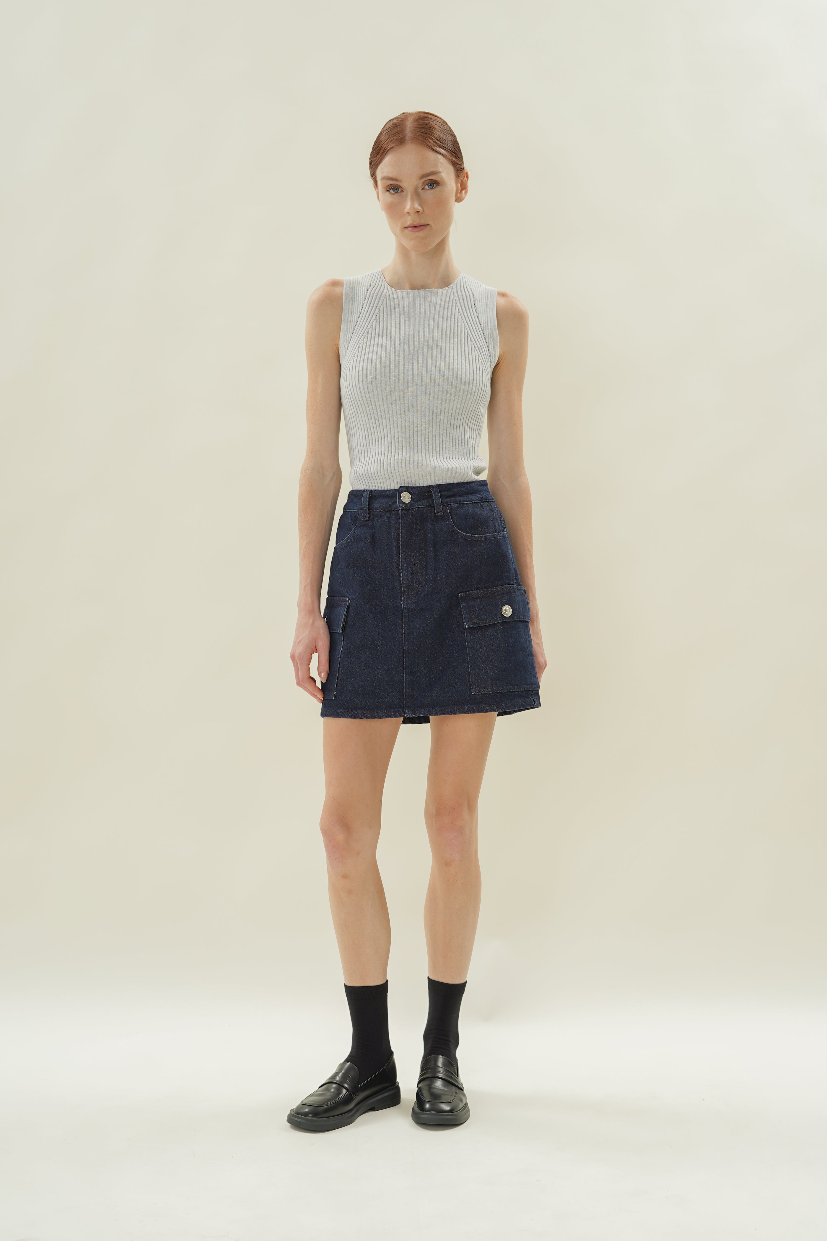 Denim Skort in Dark Wash