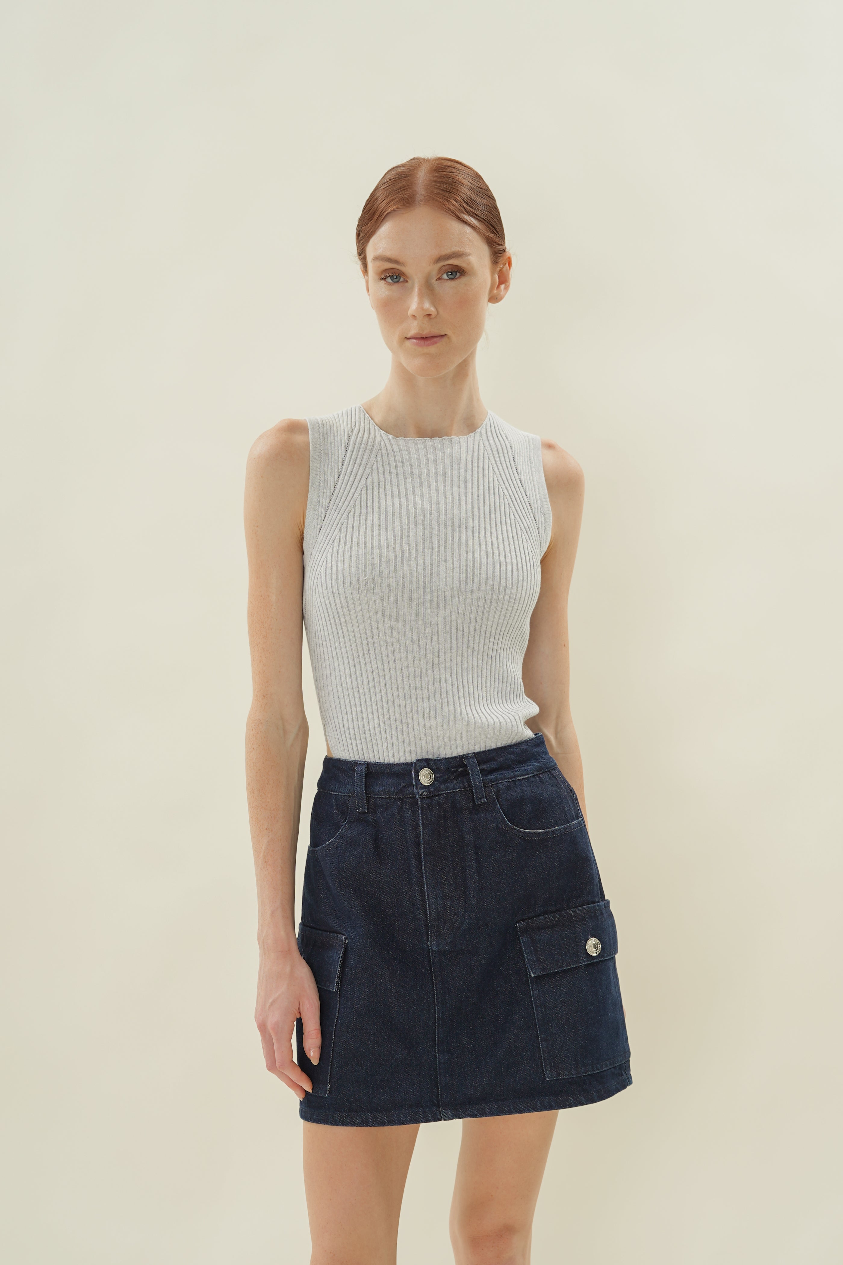 Denim Skort in Dark Wash