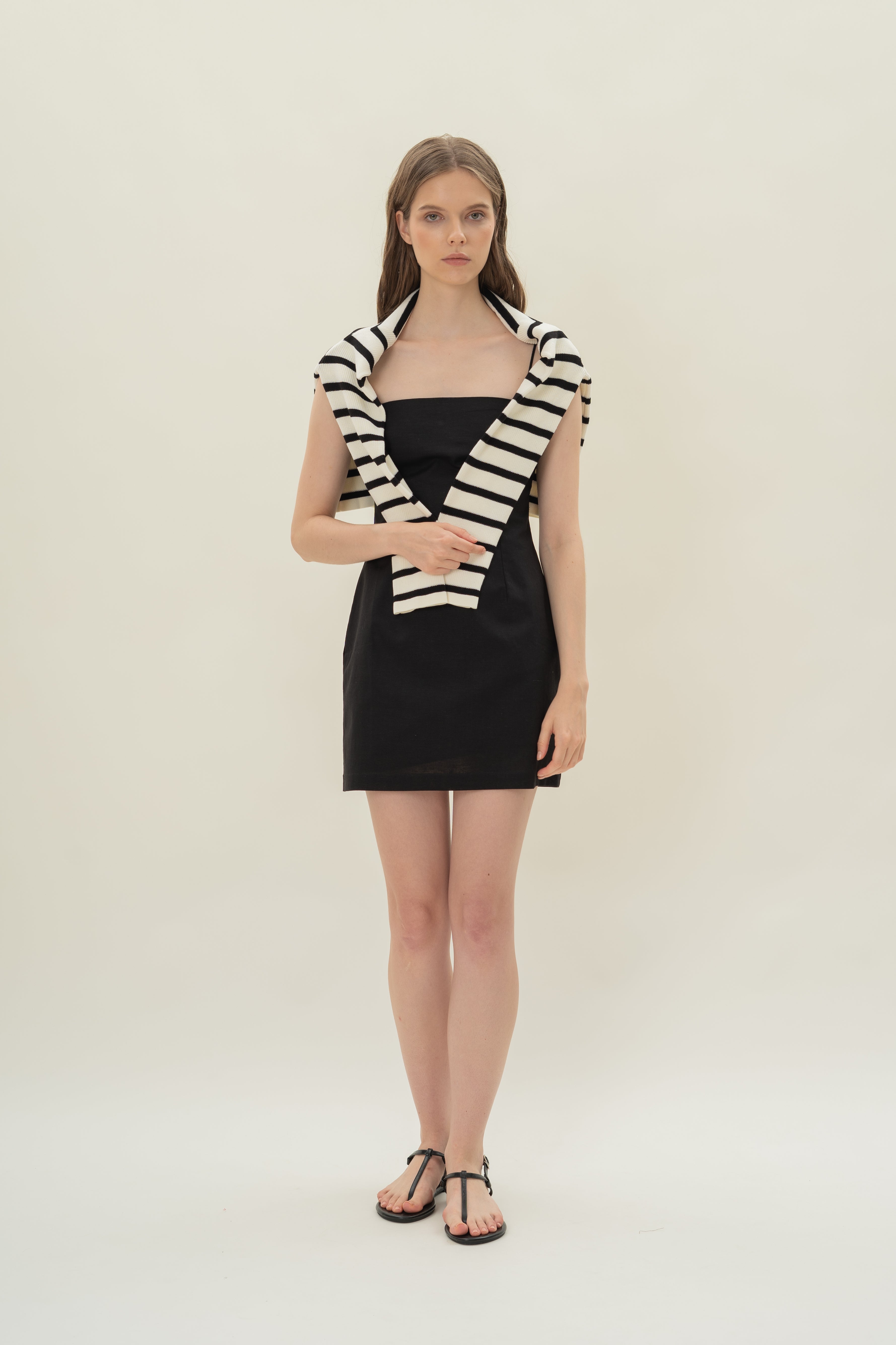 Linen Mini Dress in Black