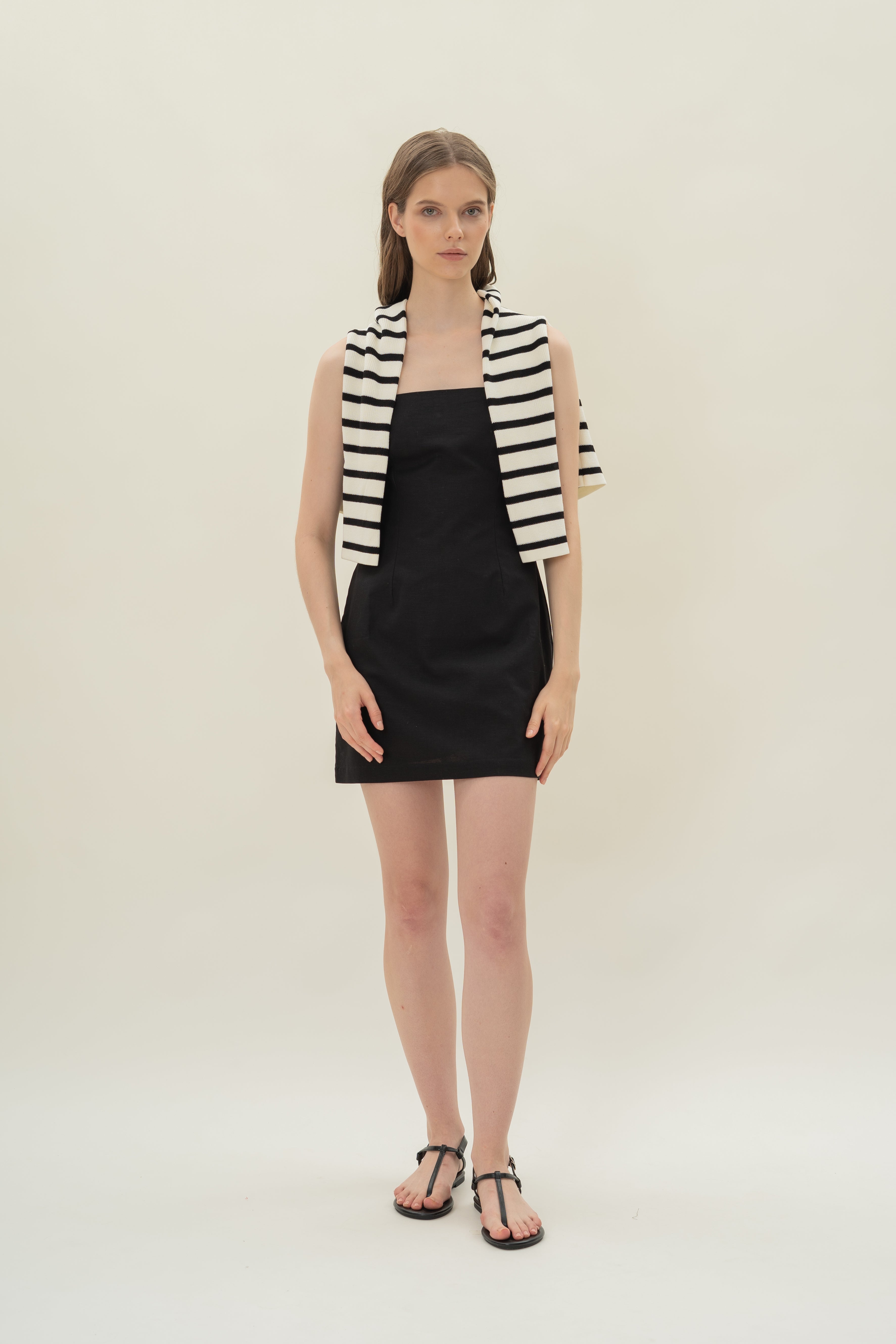 Linen Mini Dress in Black