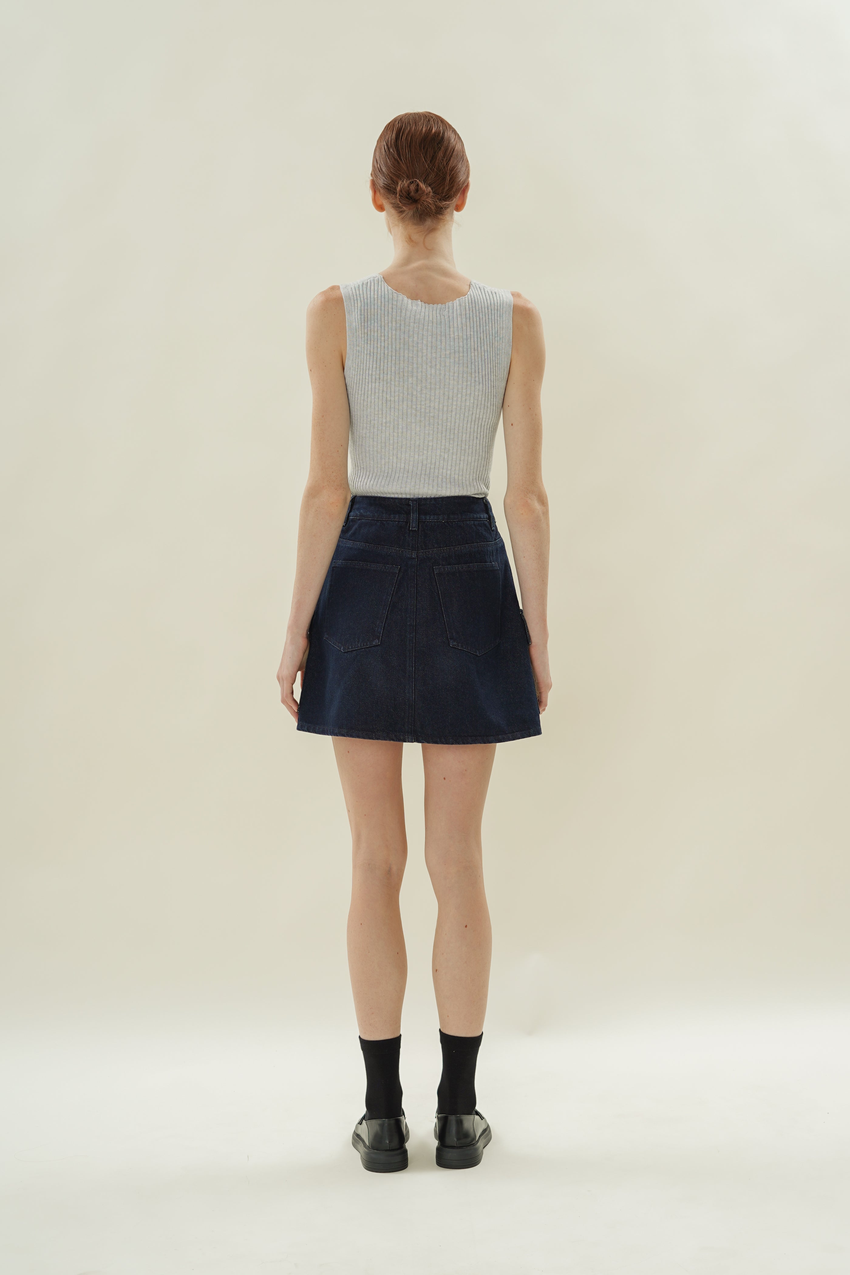 Denim Skort in Dark Wash