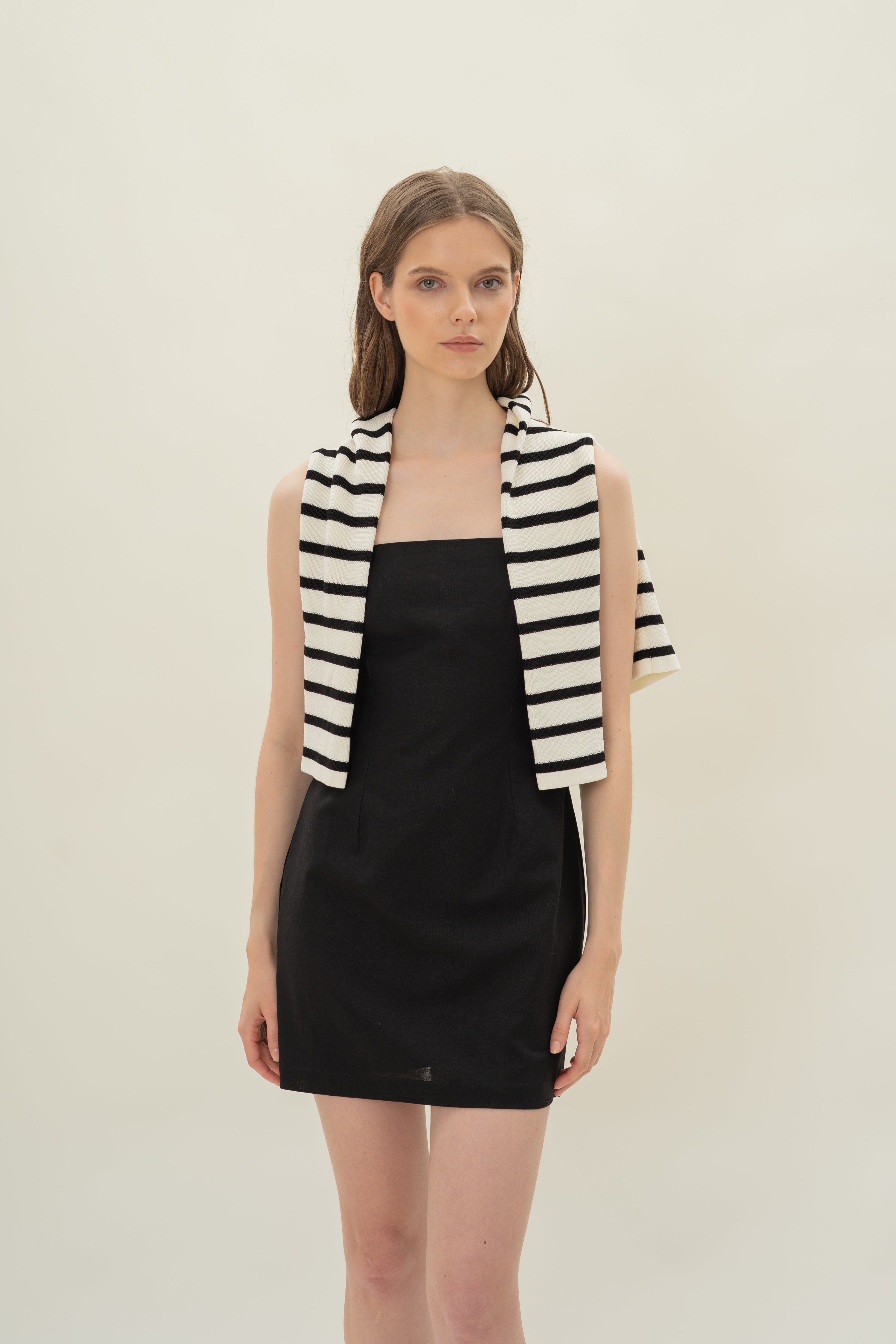 Linen Mini Dress in Black