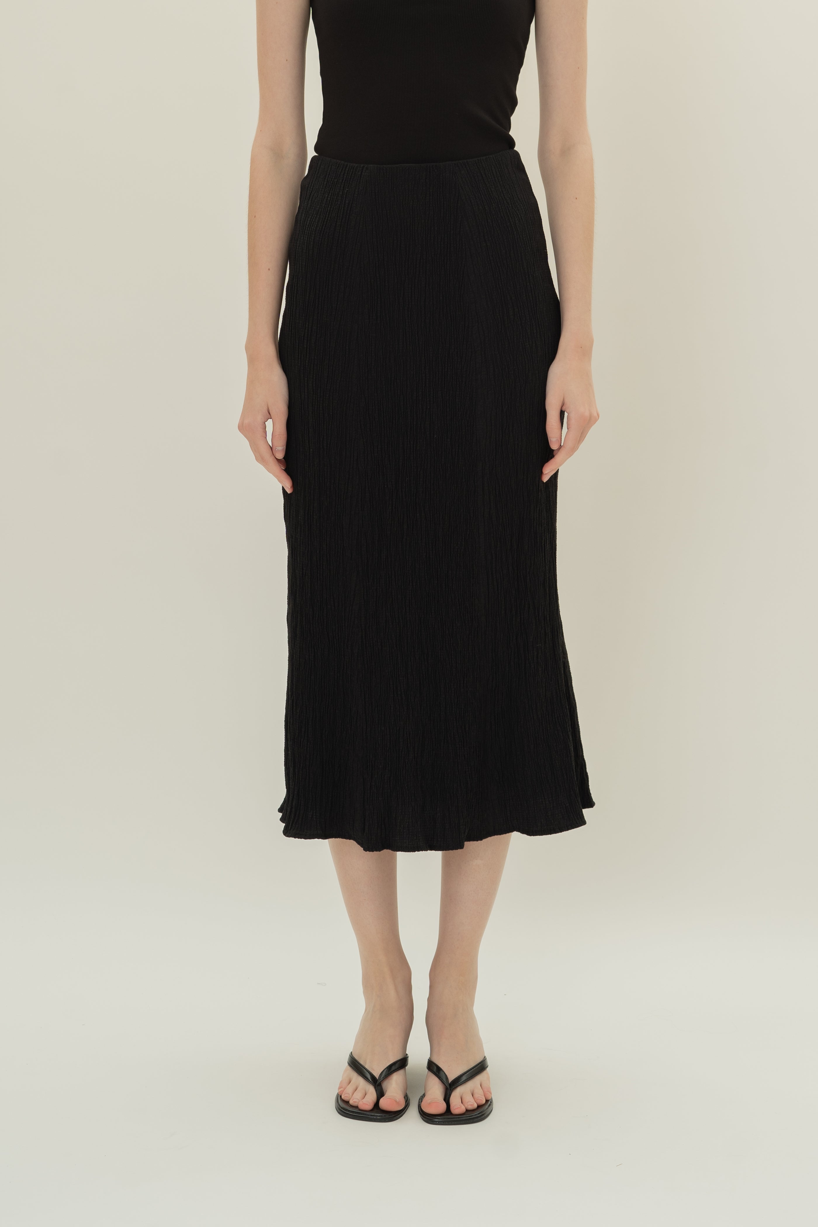 Textured A-Line Skirt in Black