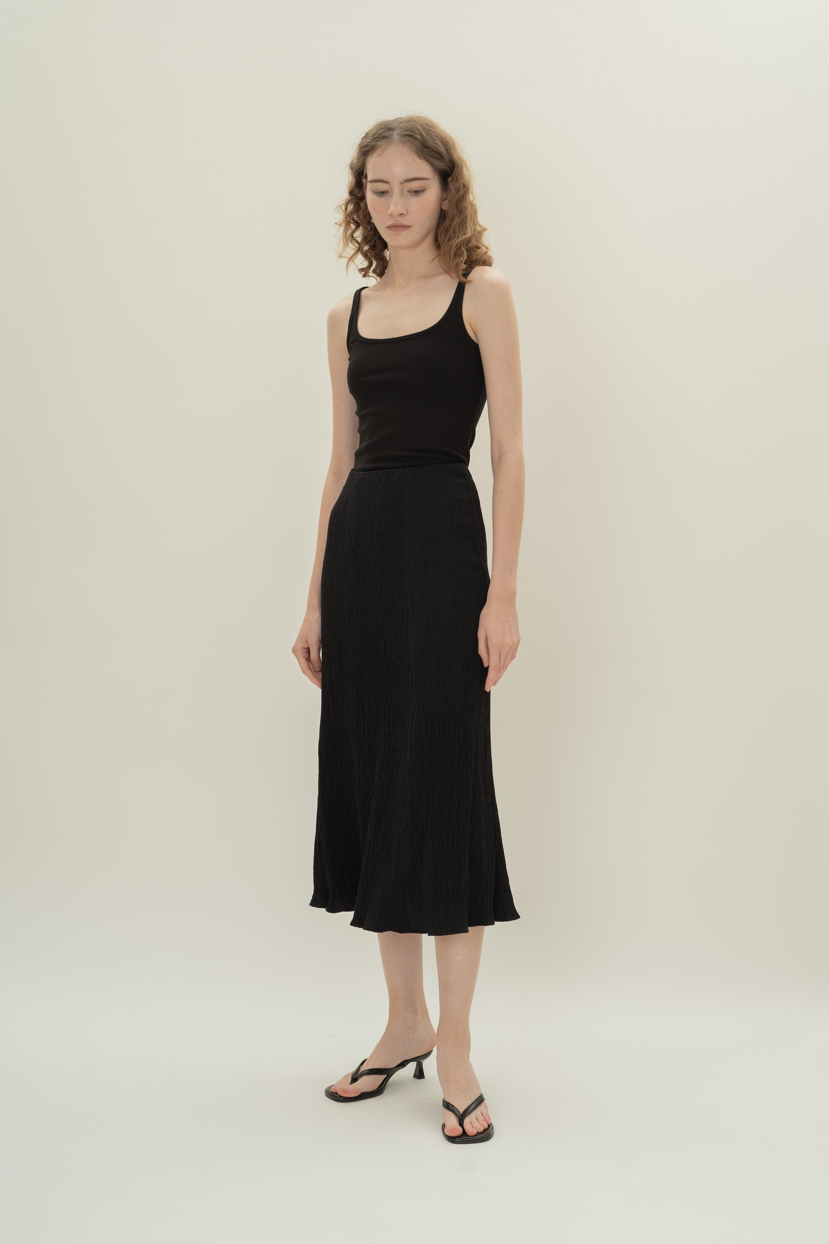 Textured A-Line Skirt in Black