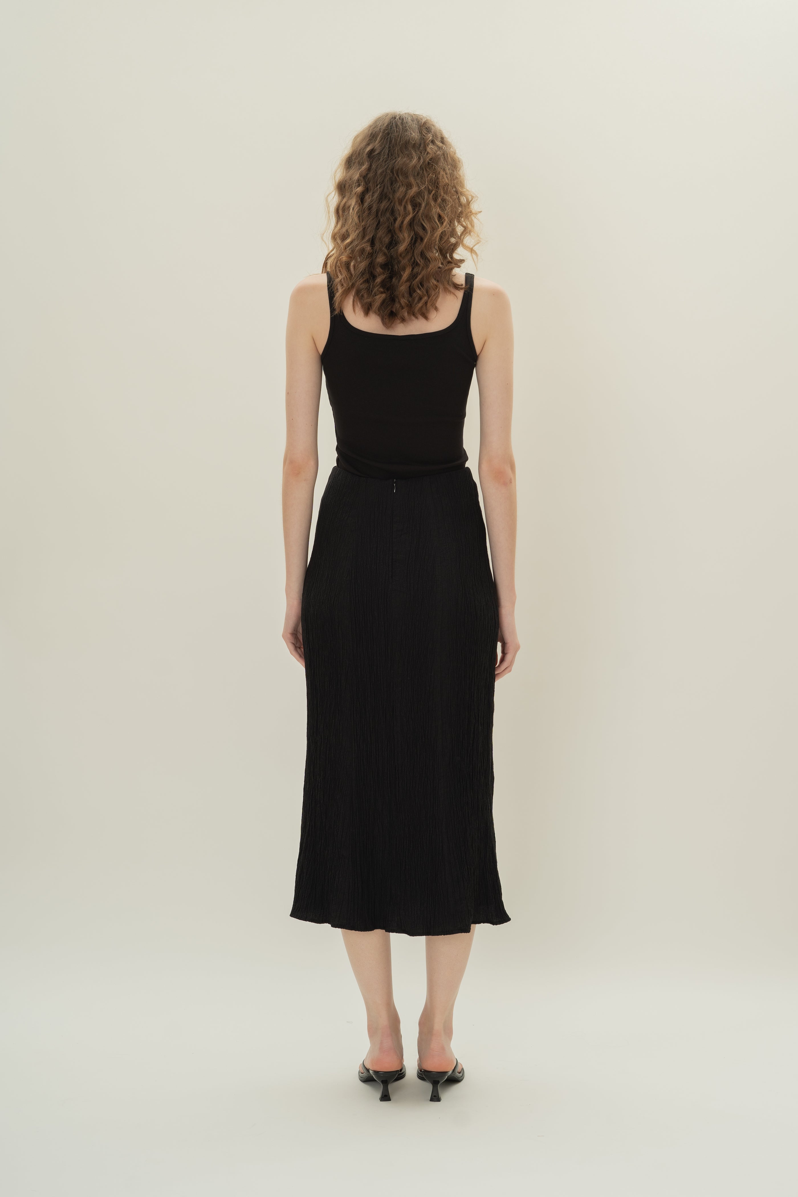 Textured A-Line Skirt in Black