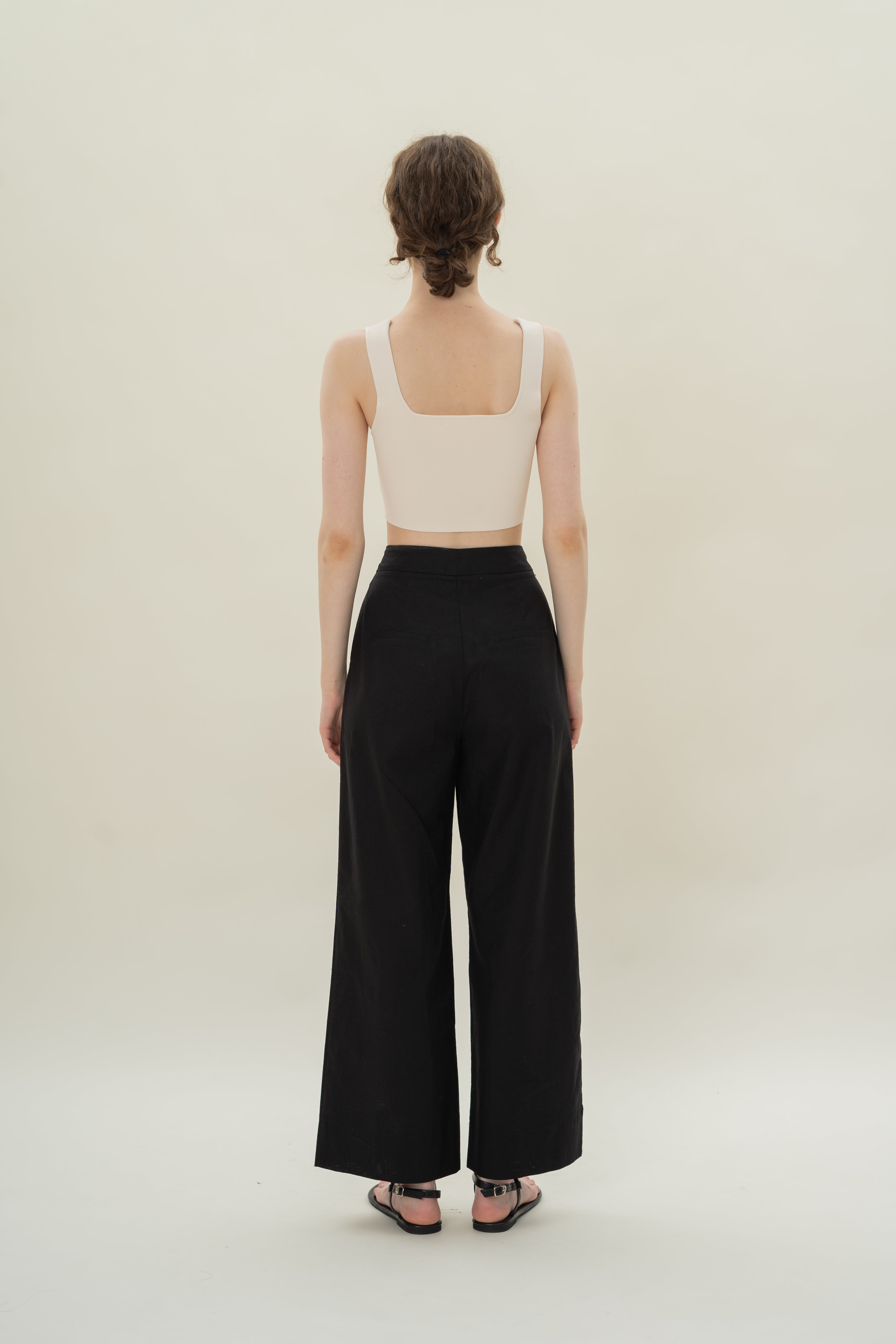 Fitted Knit Cropped Tank in Natural