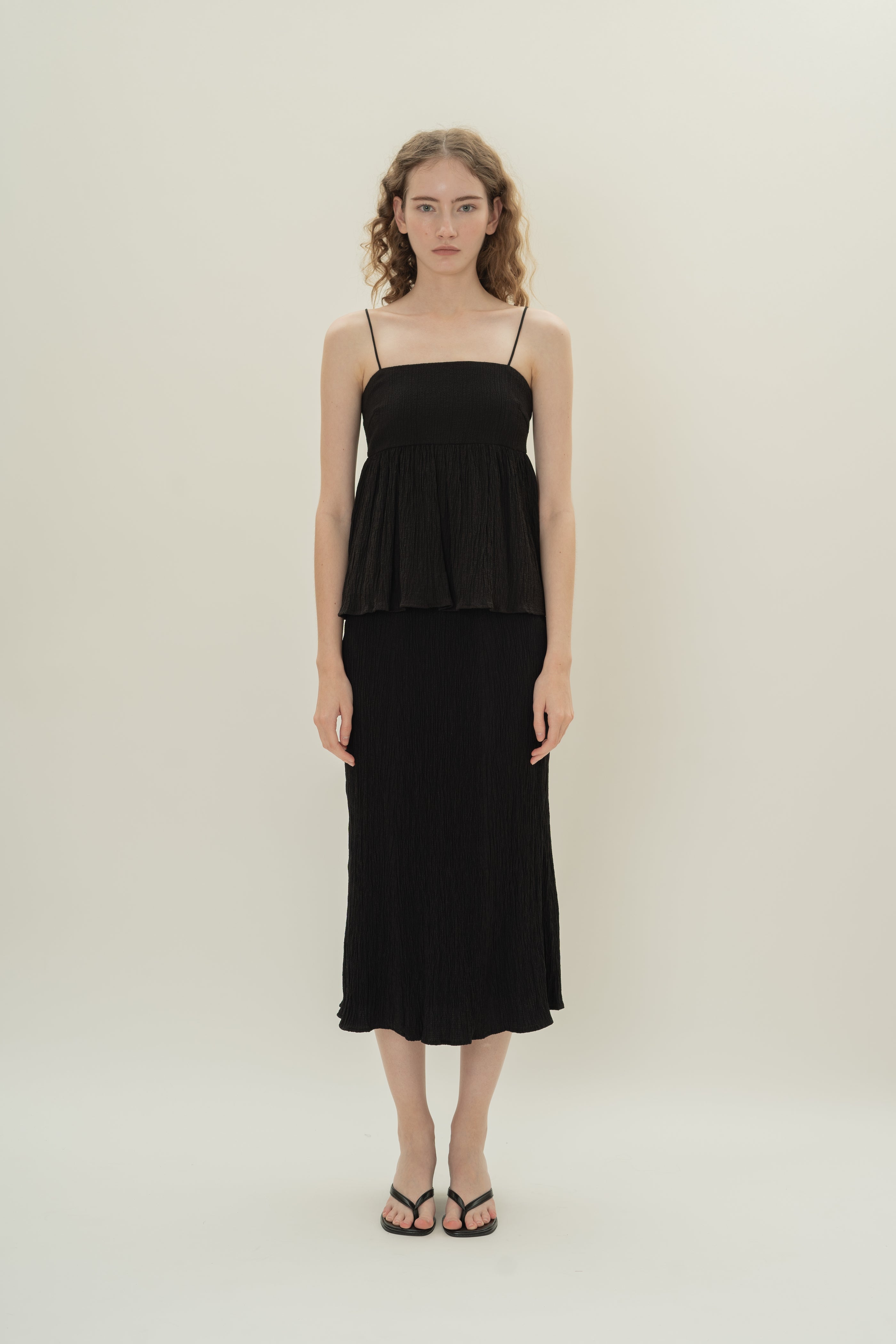 Textured A-Line Skirt in Black