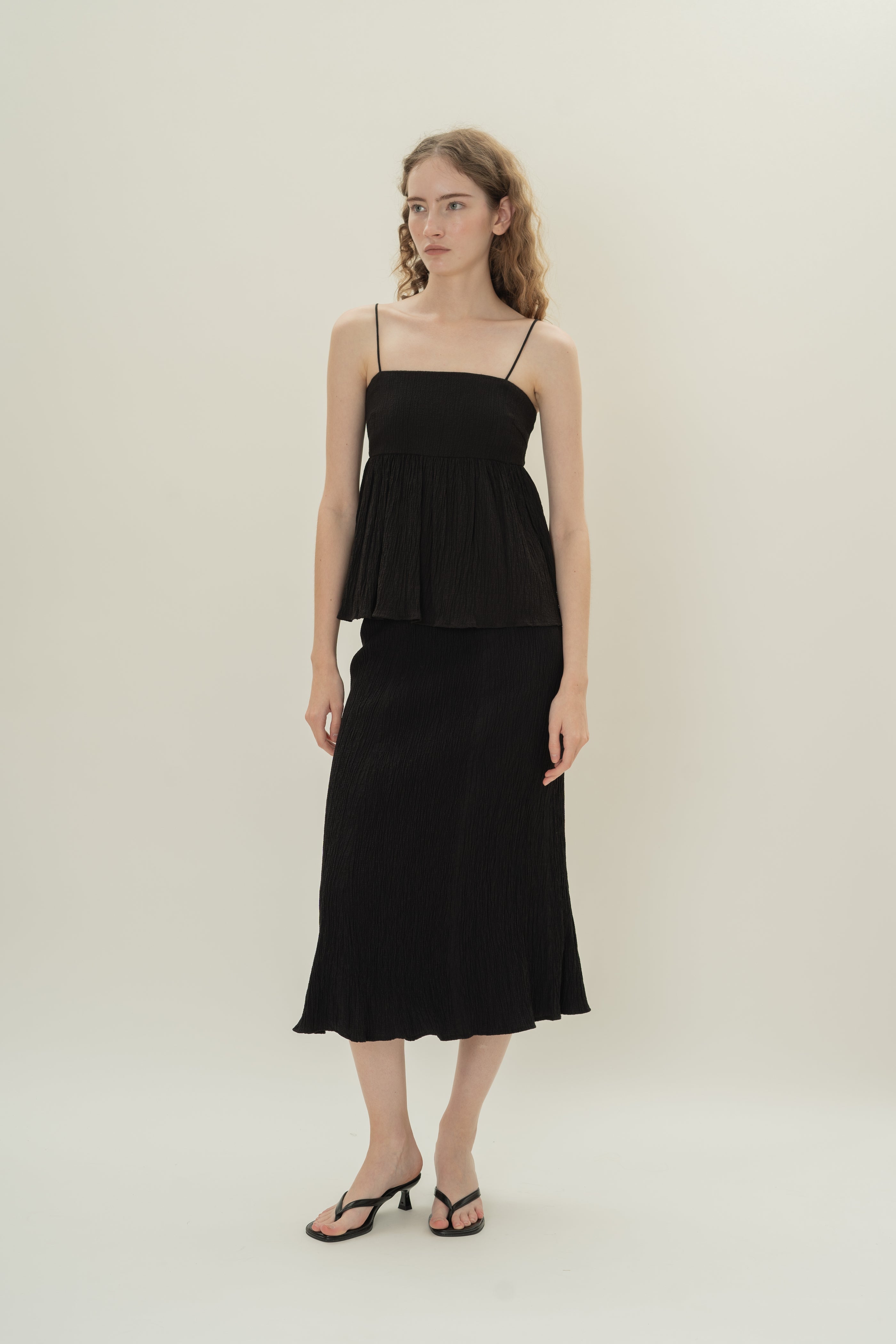 Textured A-Line Skirt in Black