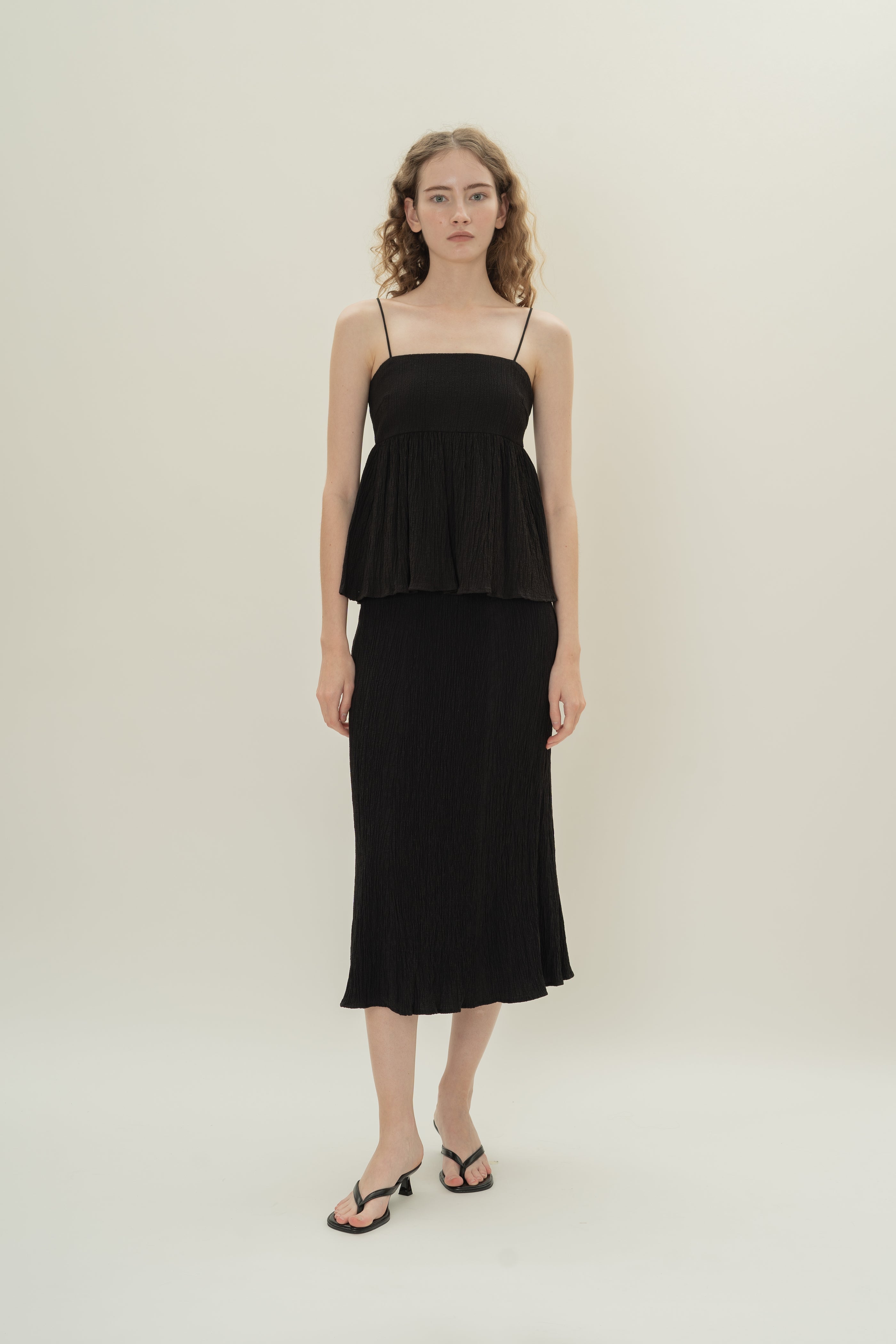Textured A-Line Skirt in Black