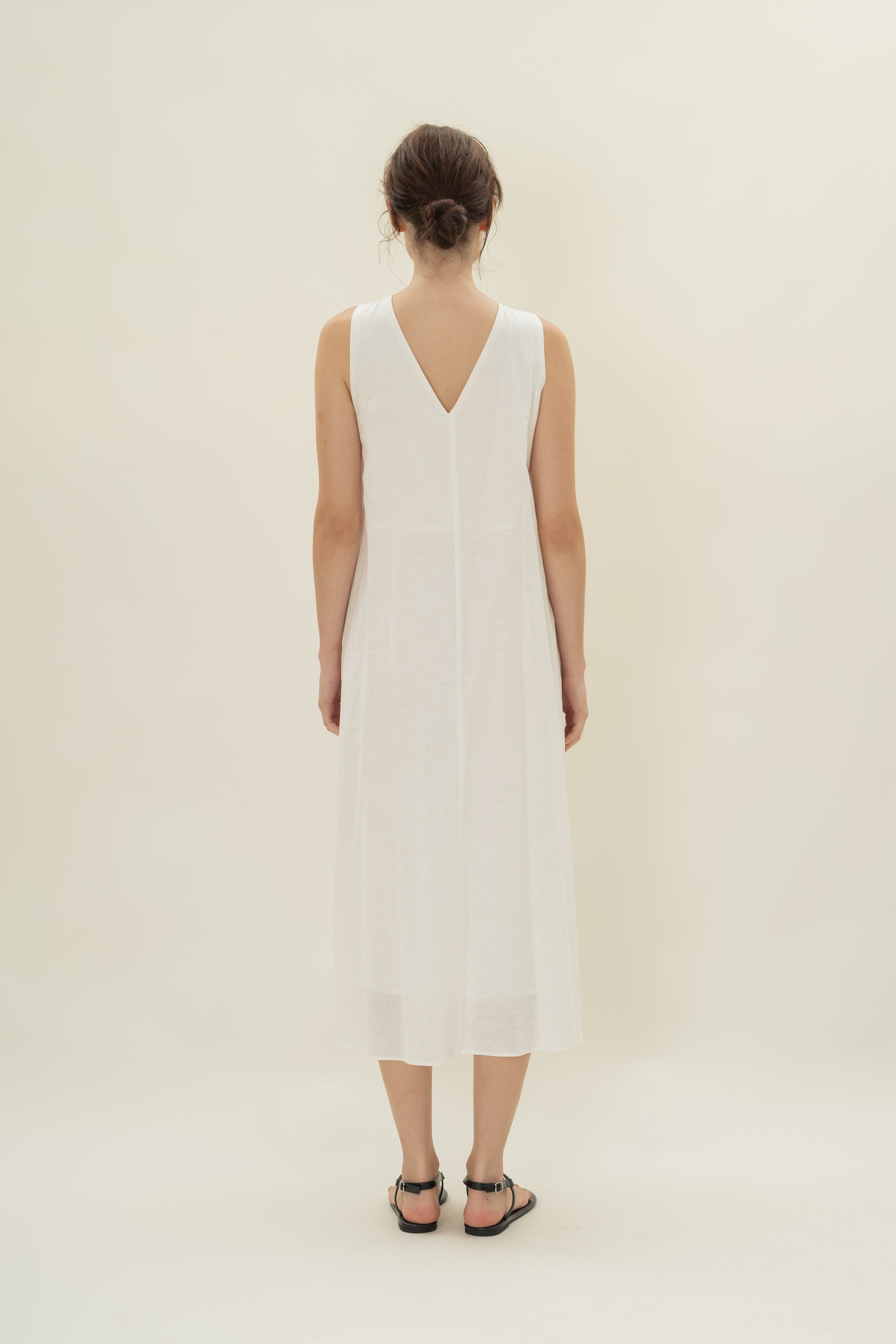 Reversible Knotted Neckline Midi Dress in White