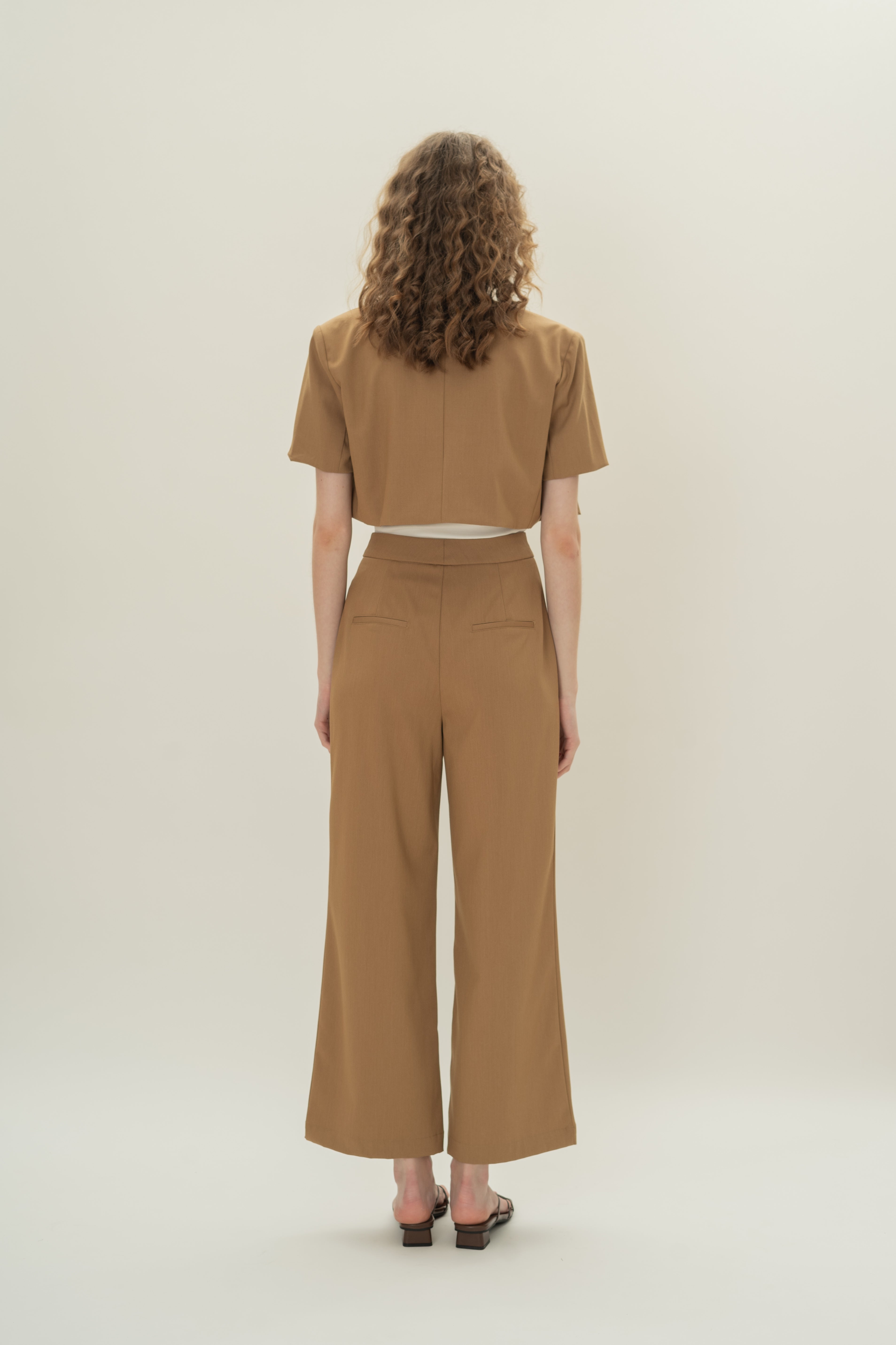 Petite Suiting Pleated Trousers in Camel