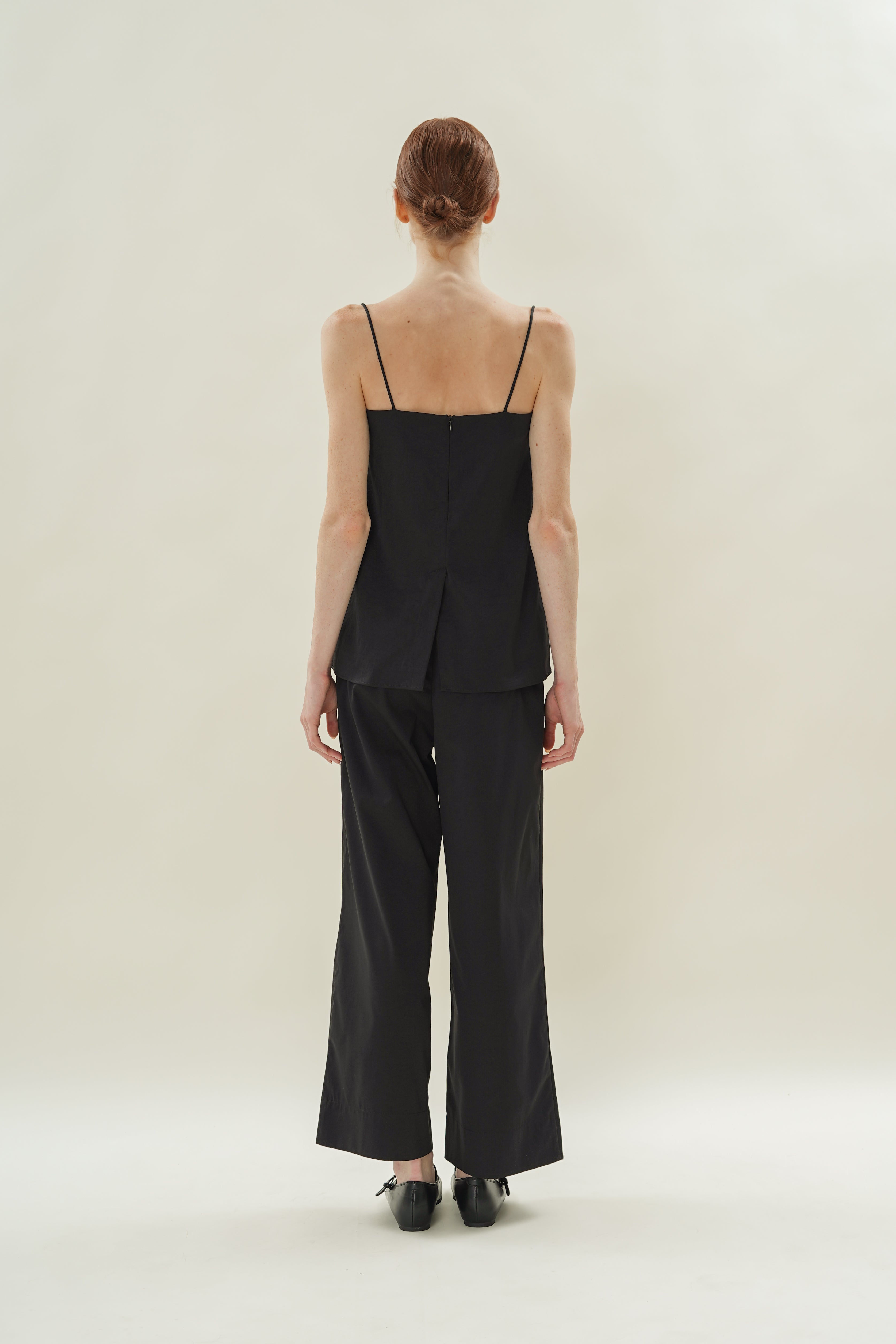 Straight Neck Slip Top in Black