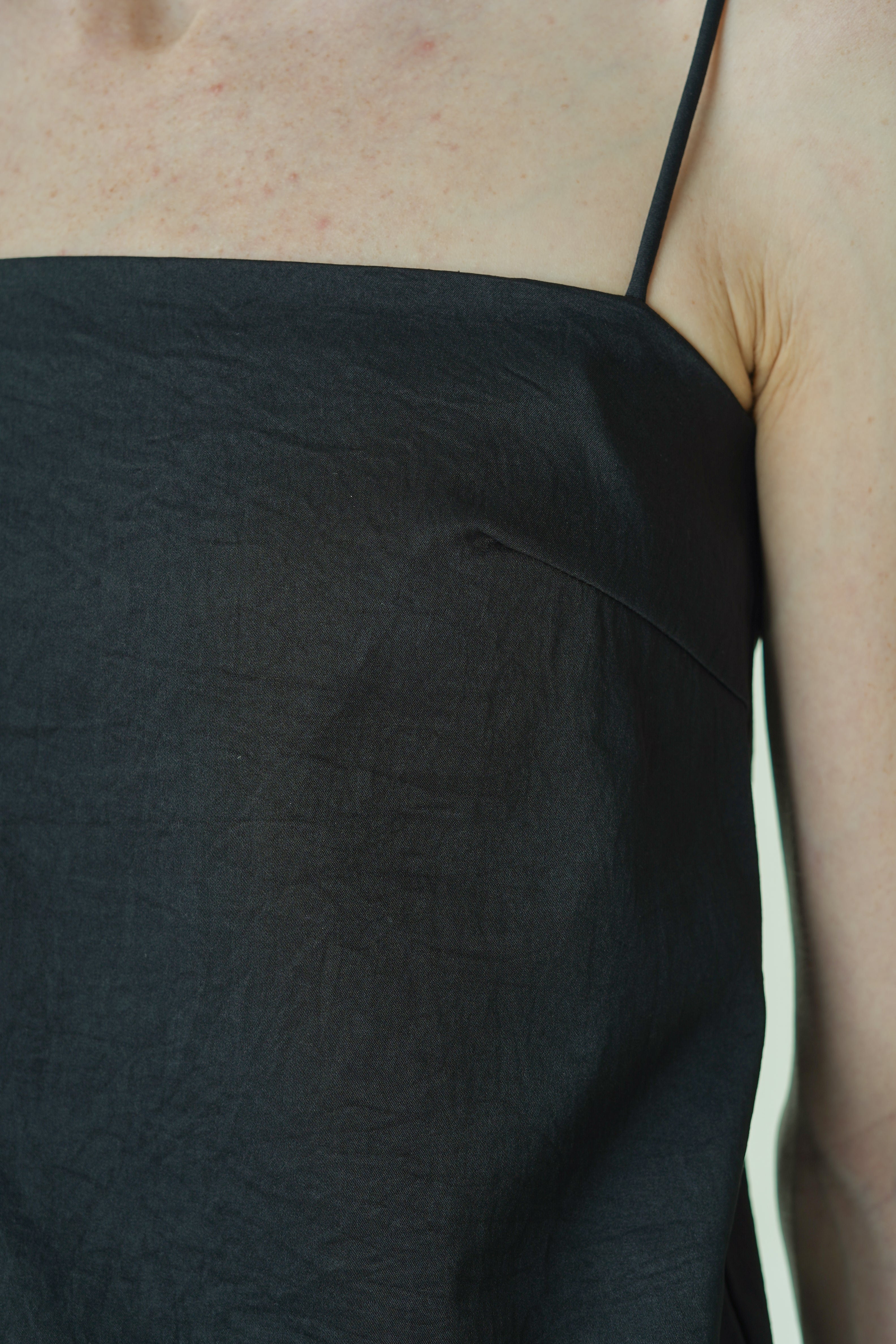 Straight Neck Slip Top in Black