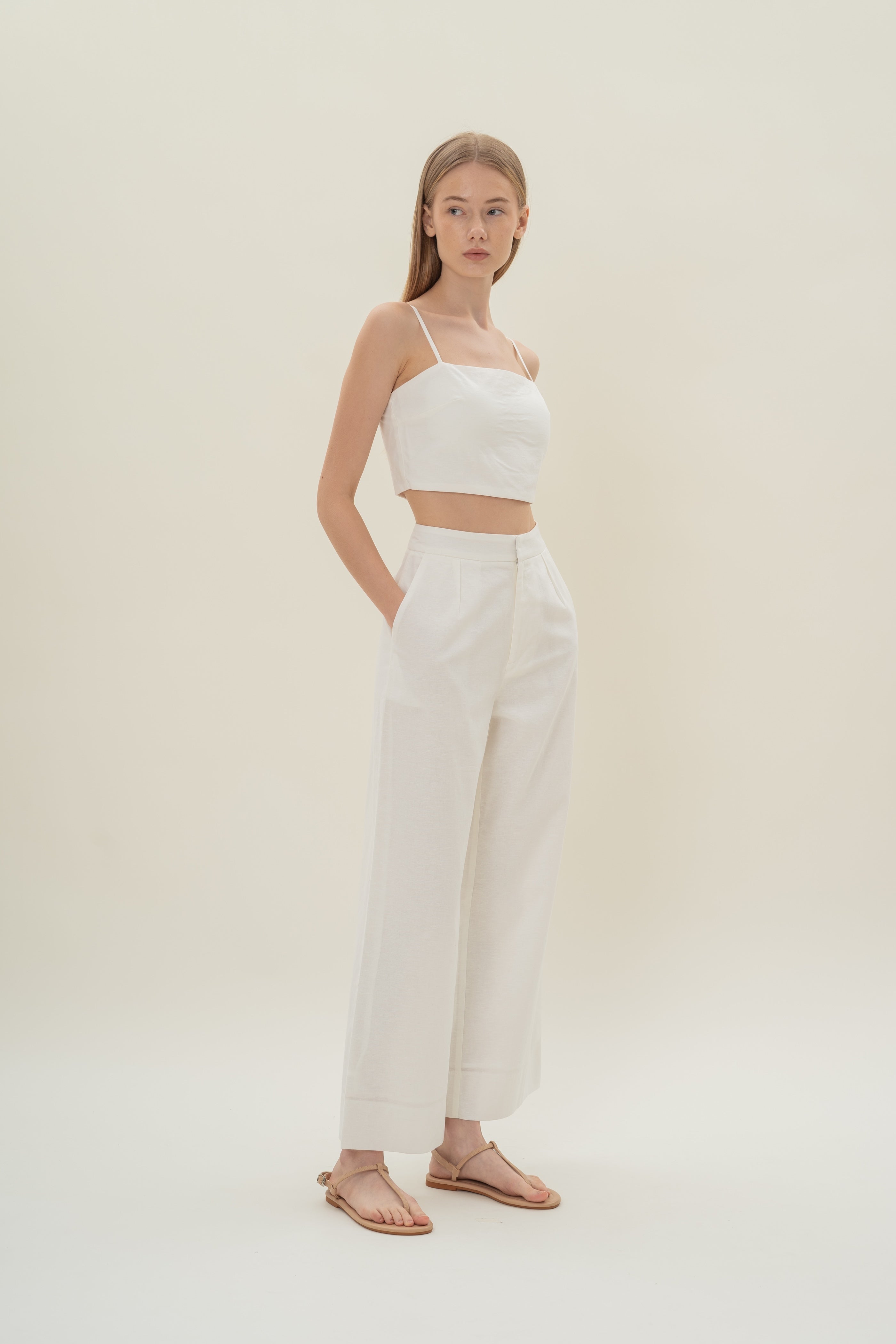 Straight Neck Bustier Top in White
