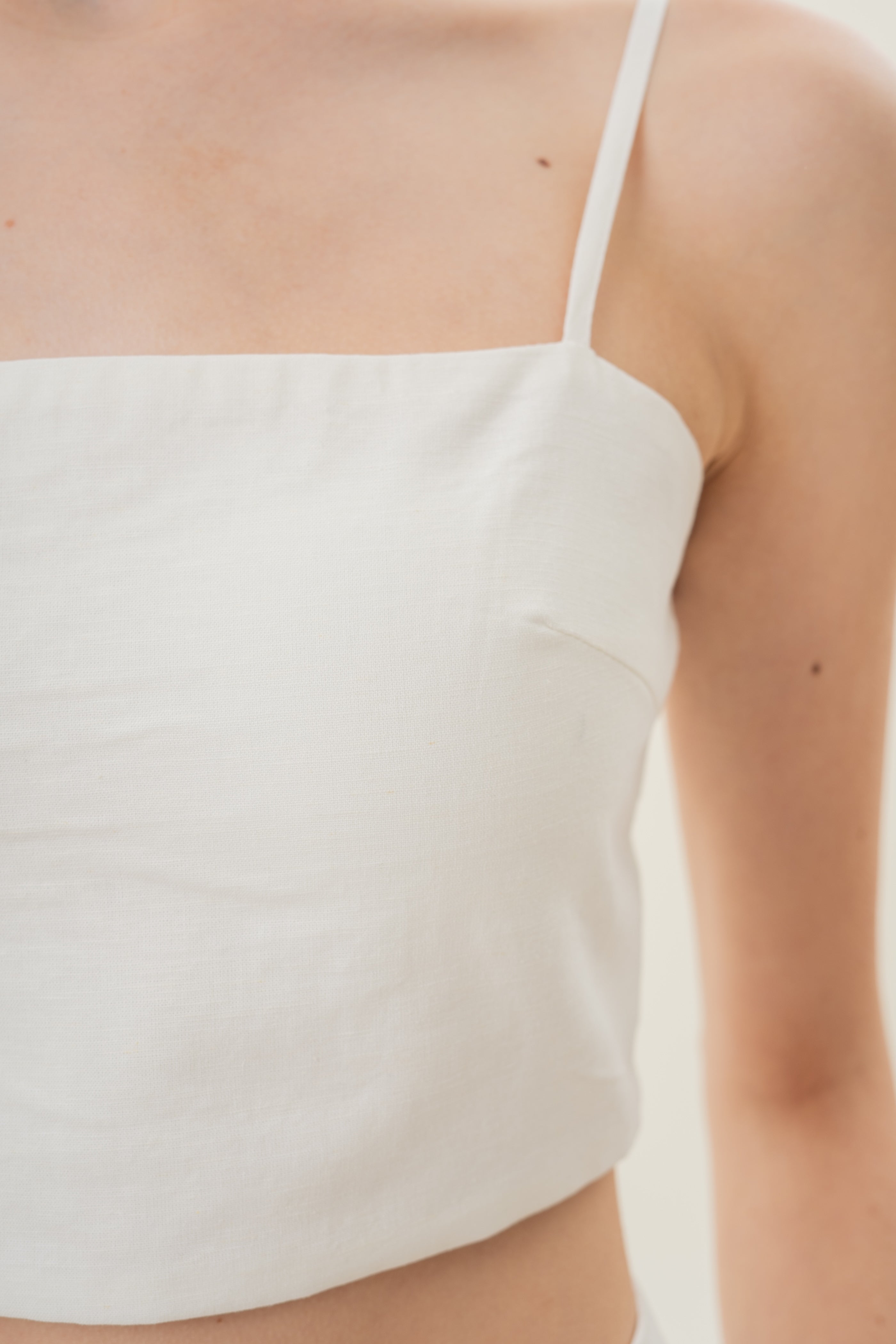 Straight Neck Bustier Top in White