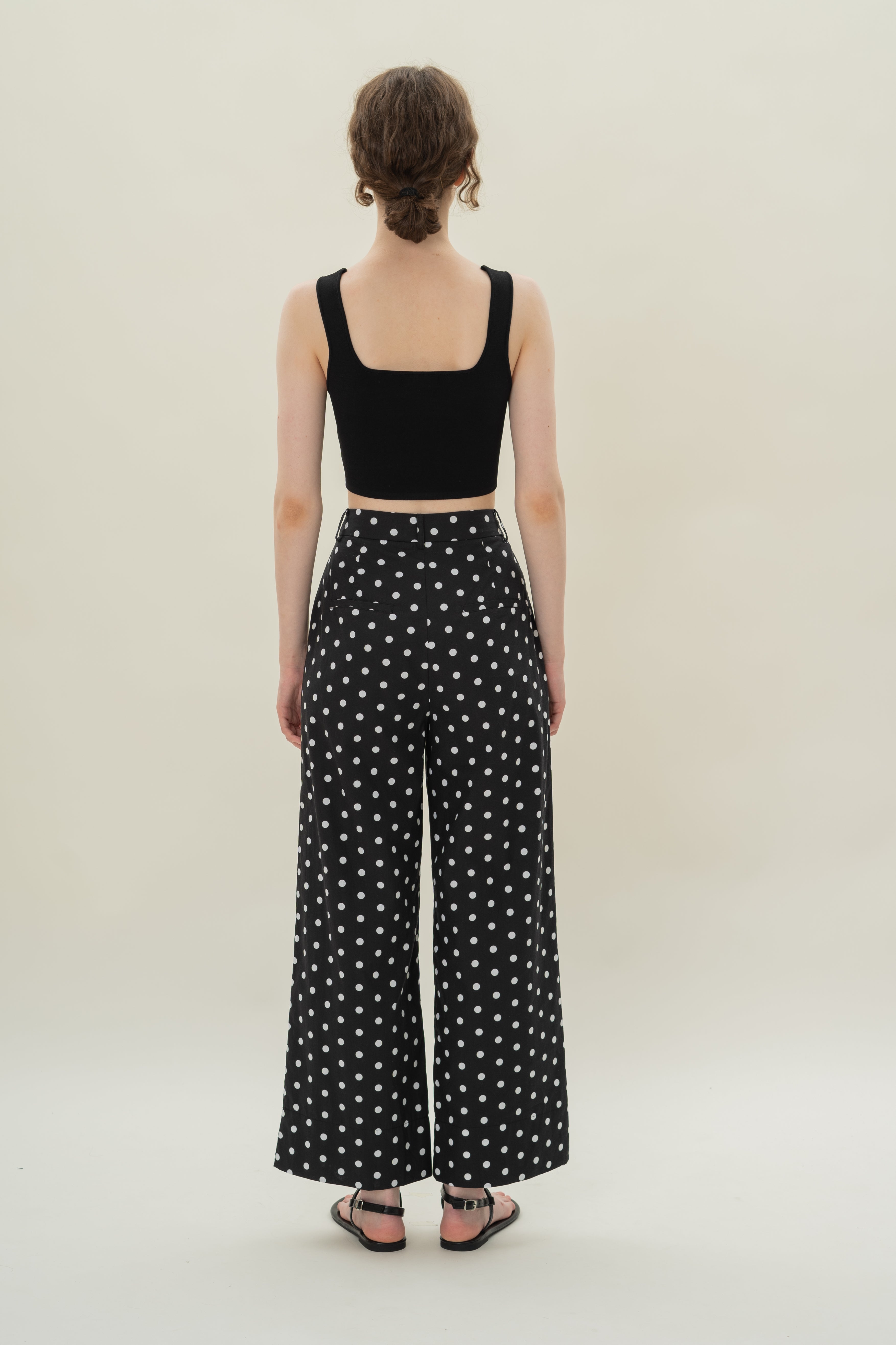 Cotton Straight Pants in Polka Dot