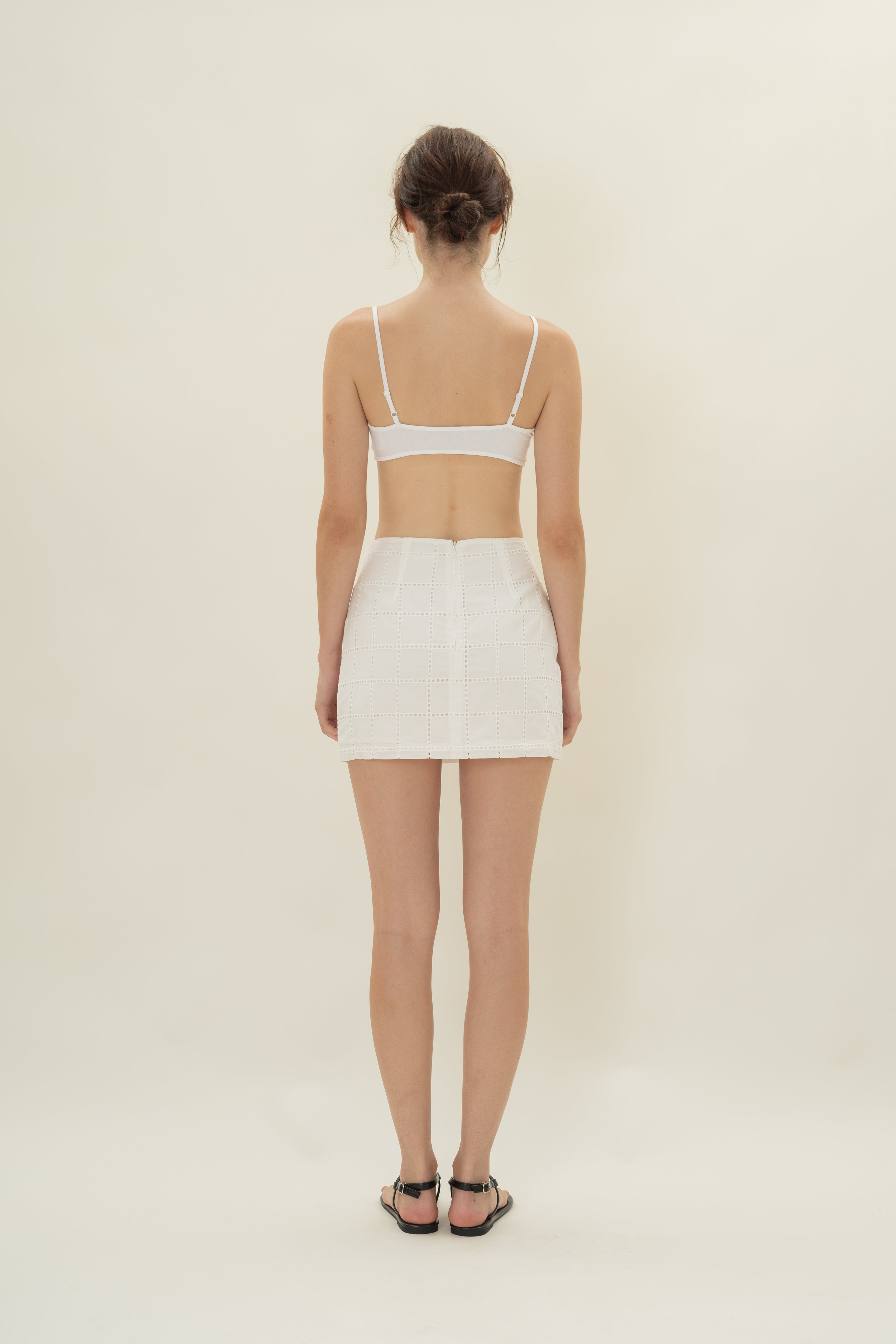 Square Broderie Mini Skirt in White