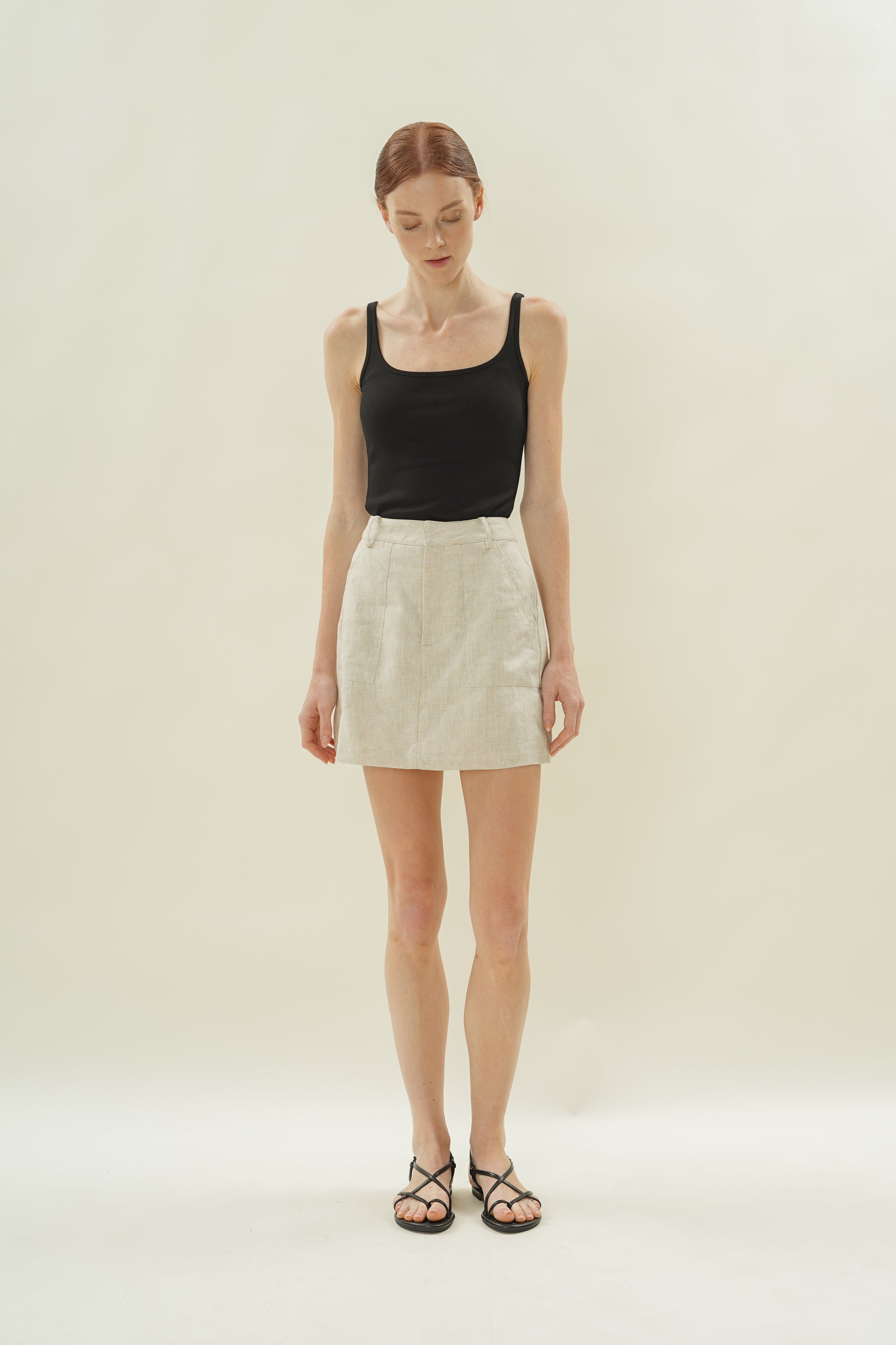 Linen Skort in Natural