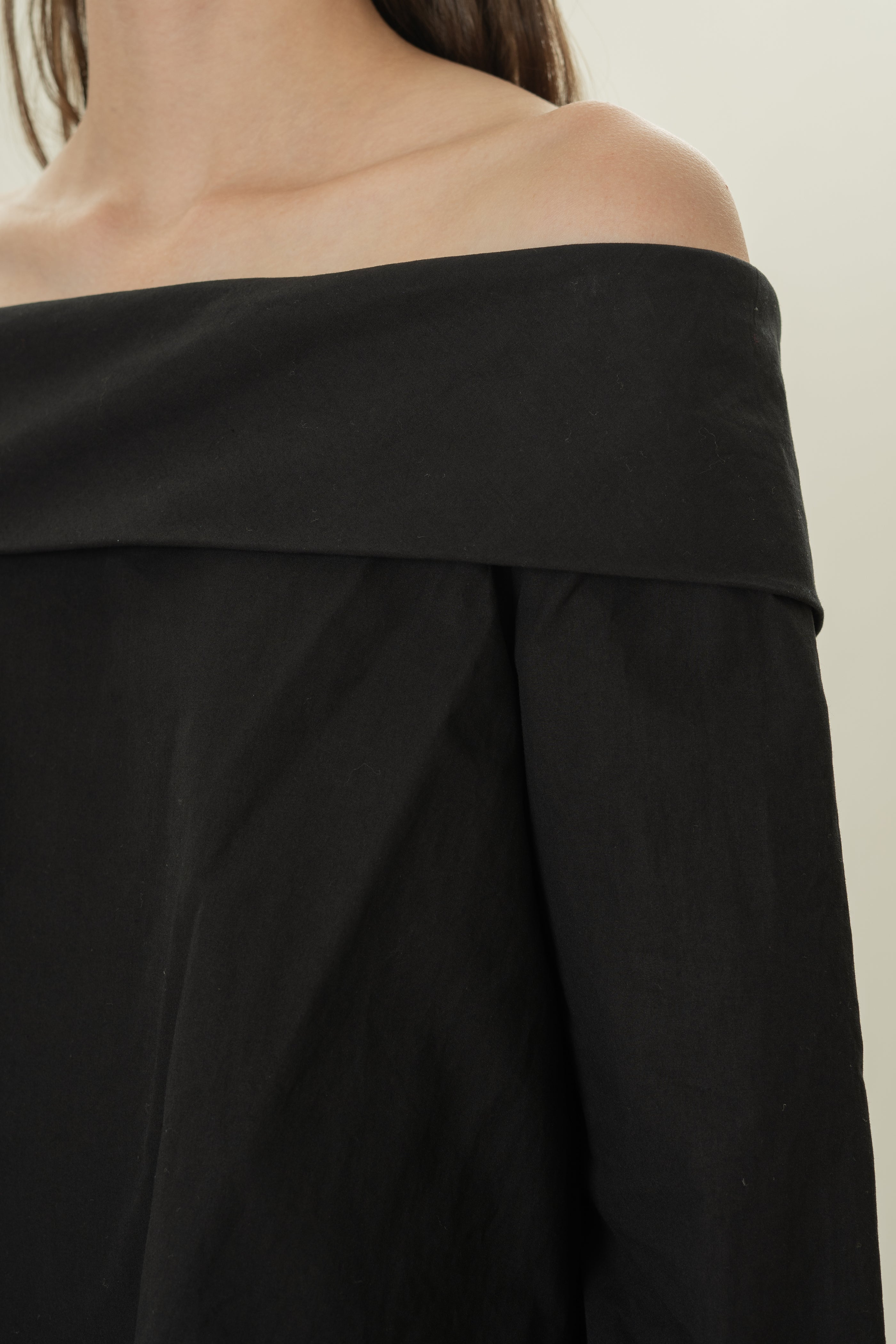 Off Shoulder Long Sleeved Blouse in Black