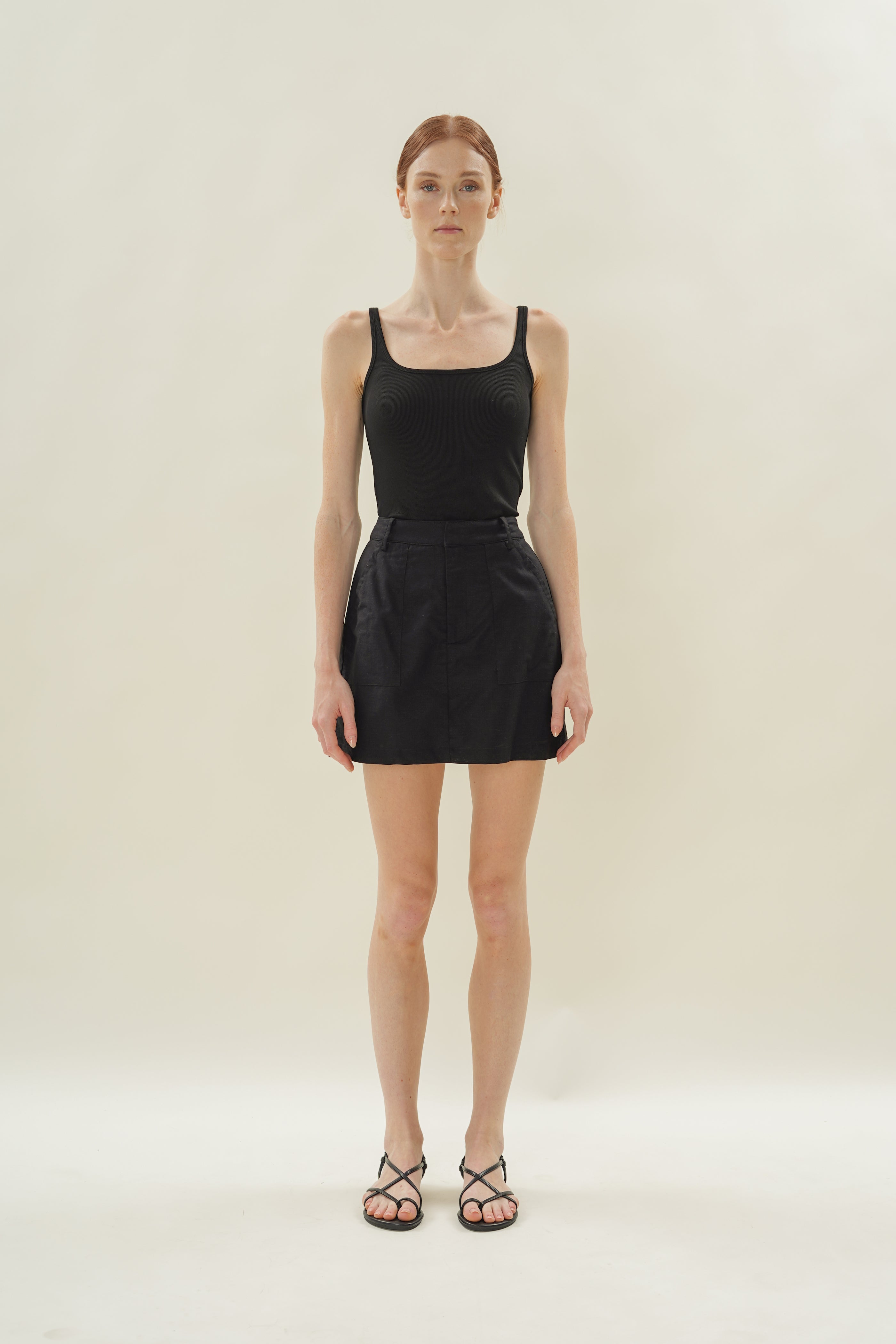 Linen Skort in Black