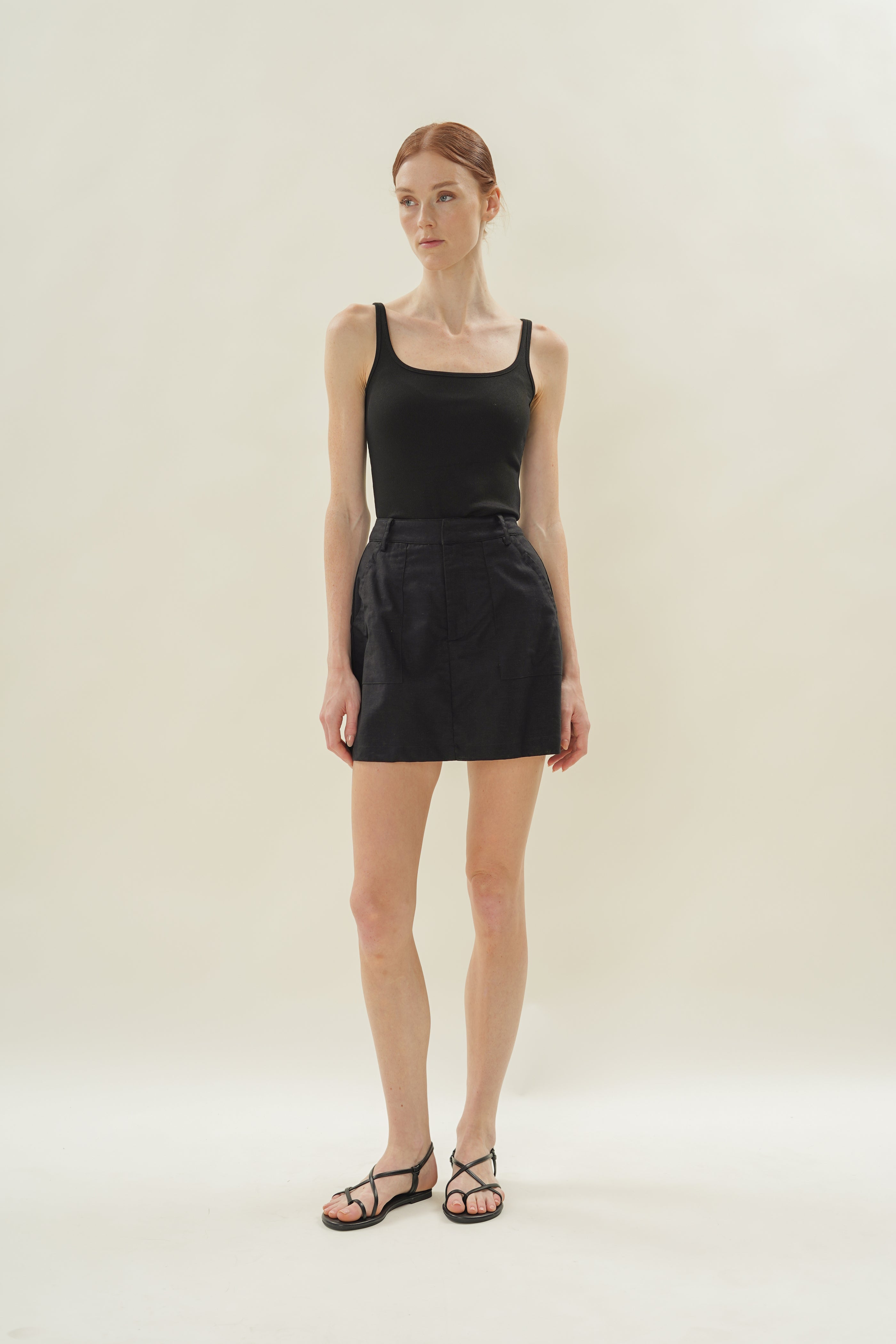 Linen Skort in Black
