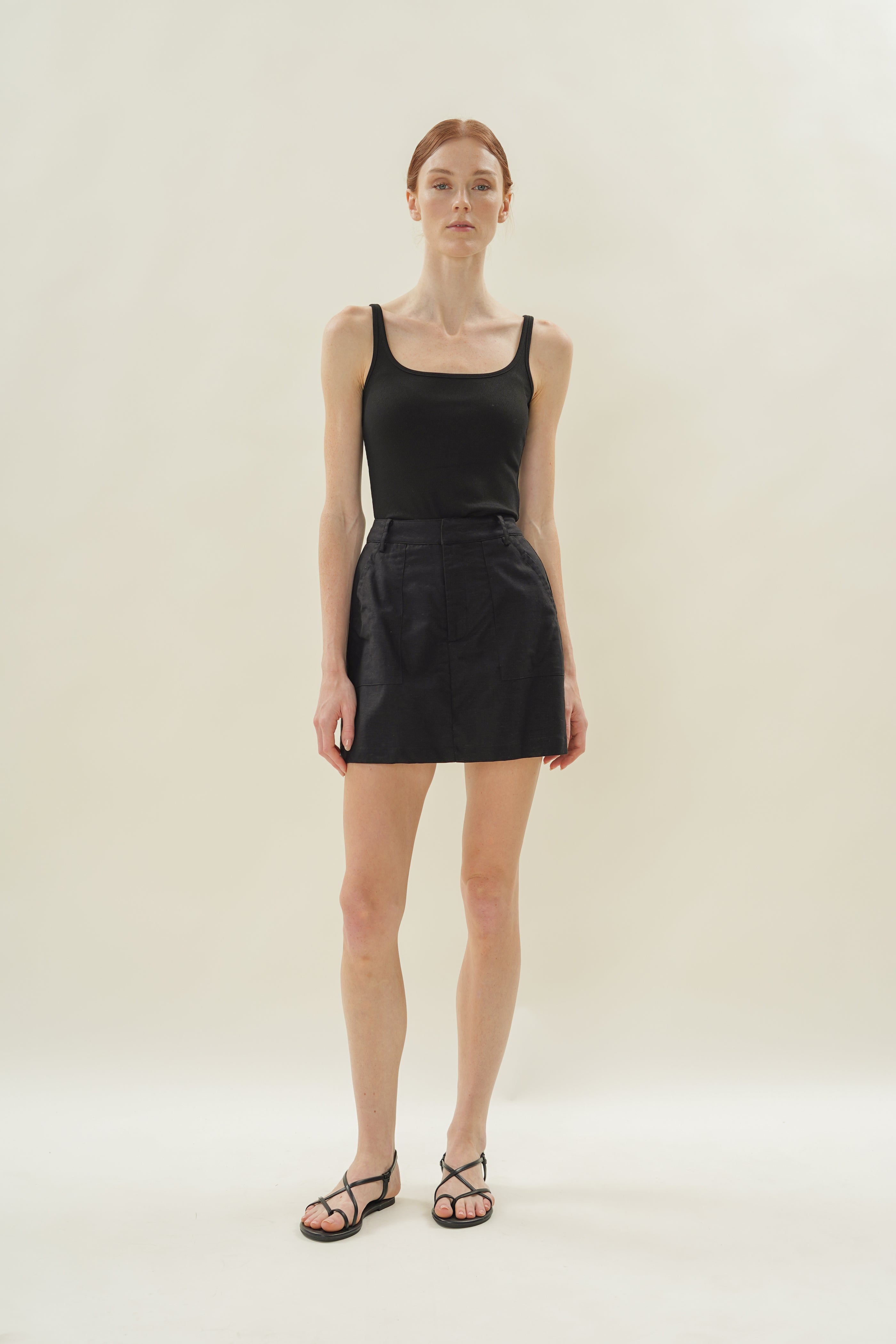 Linen Skort in Black