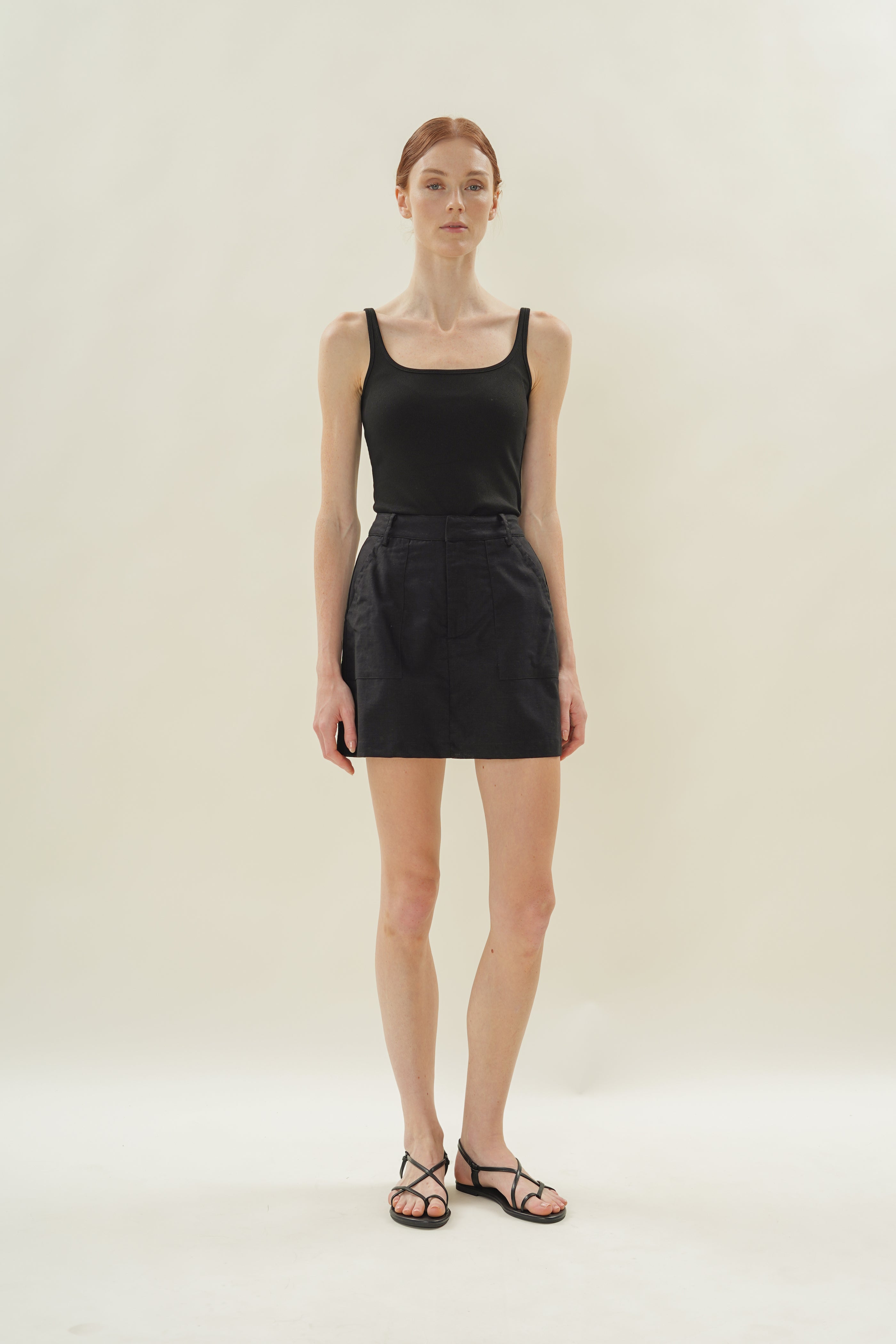 Linen Skort in Black