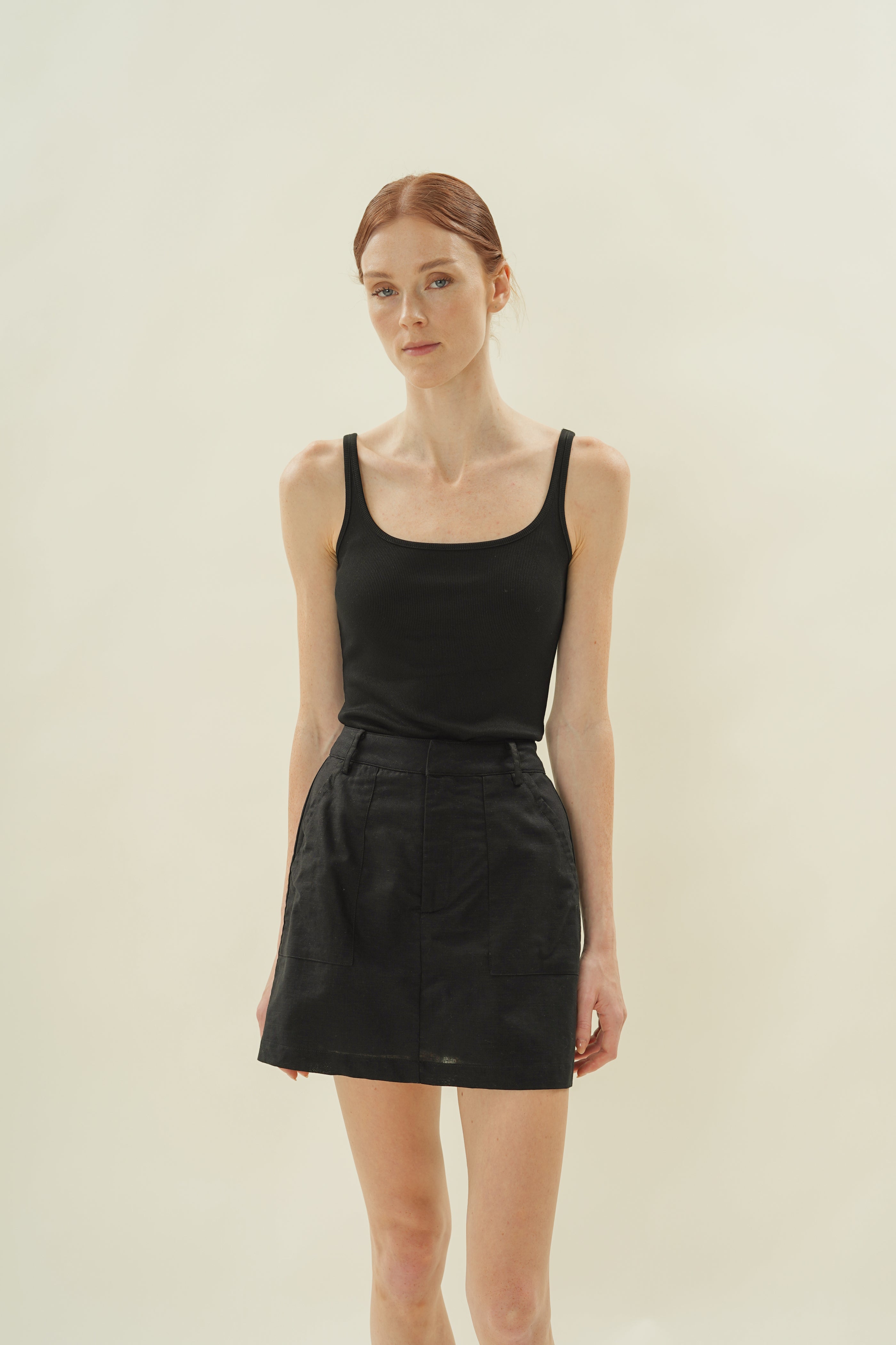 Linen Skort in Black