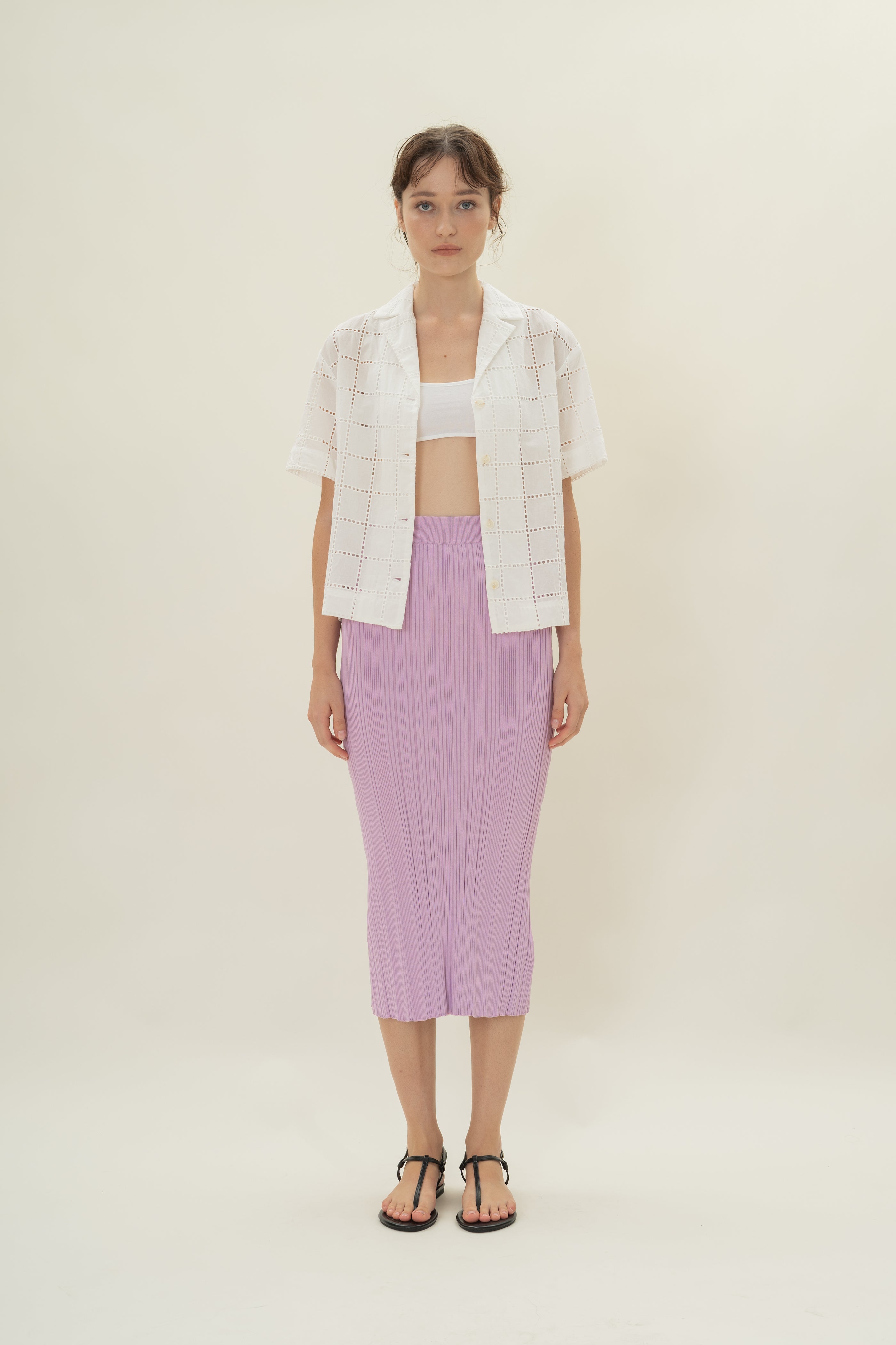 Column Knit Skirt in Lavender Mist