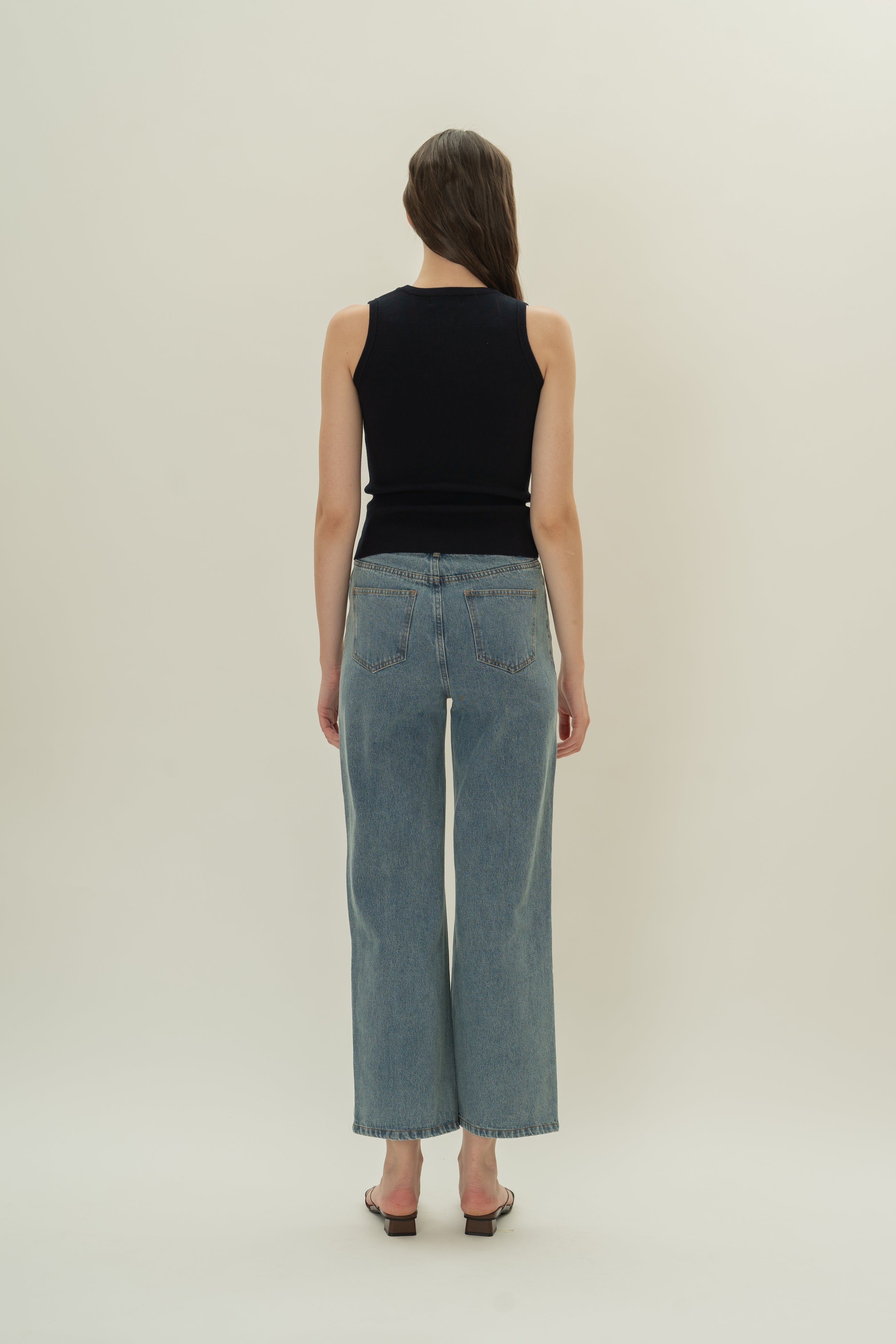 Round Neck Knitted Tank in Midnight