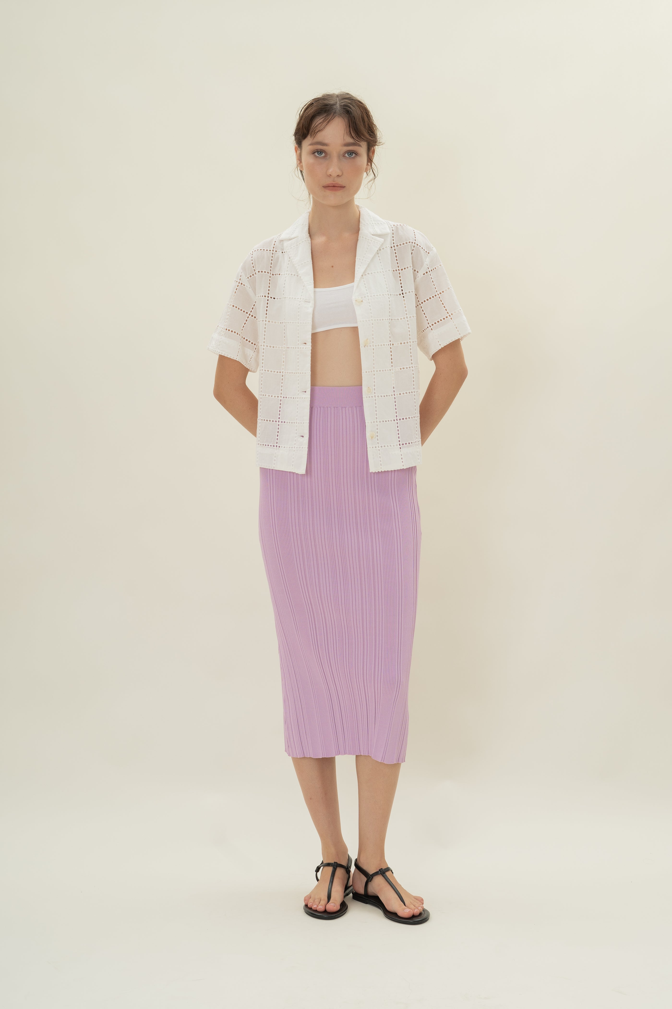 Column Knit Skirt in Lavender Mist