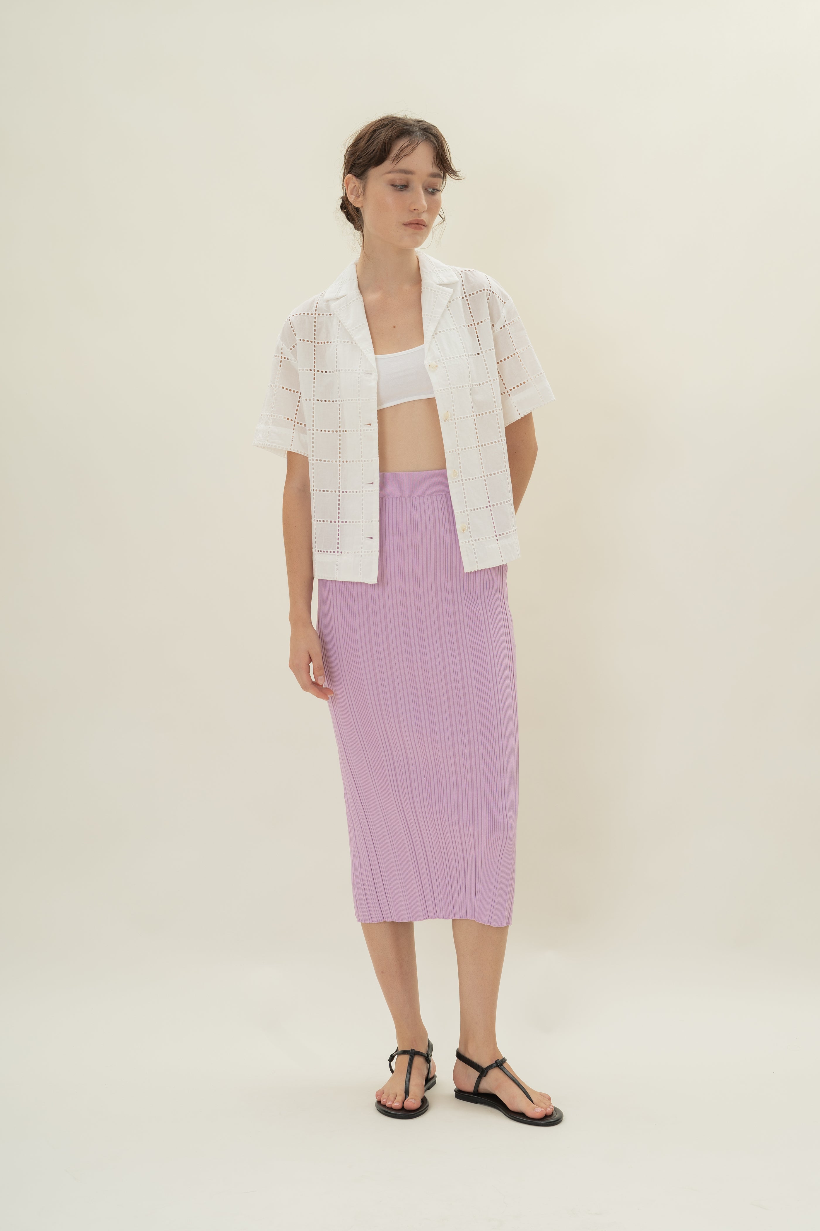 Column Knit Skirt in Lavender Mist