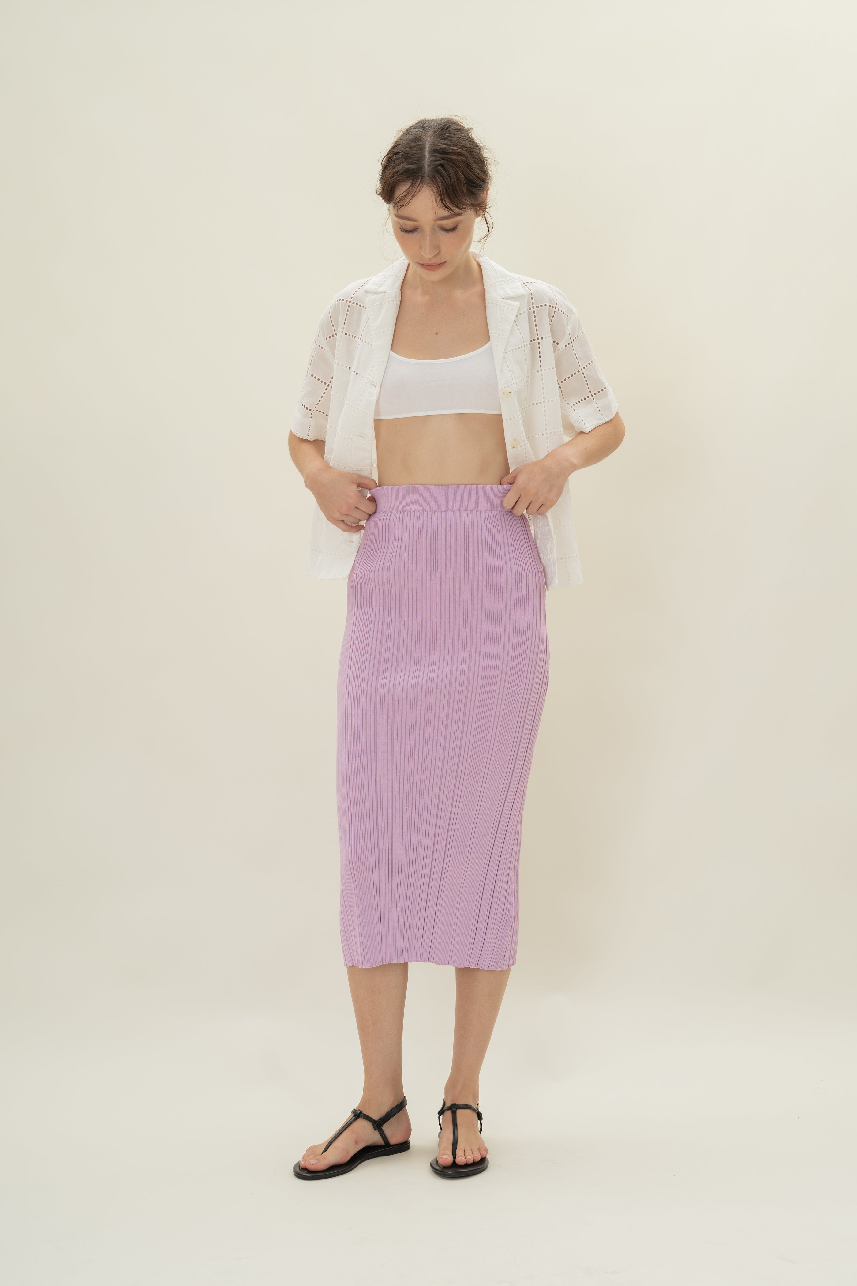 Column Knit Skirt in Lavender Mist