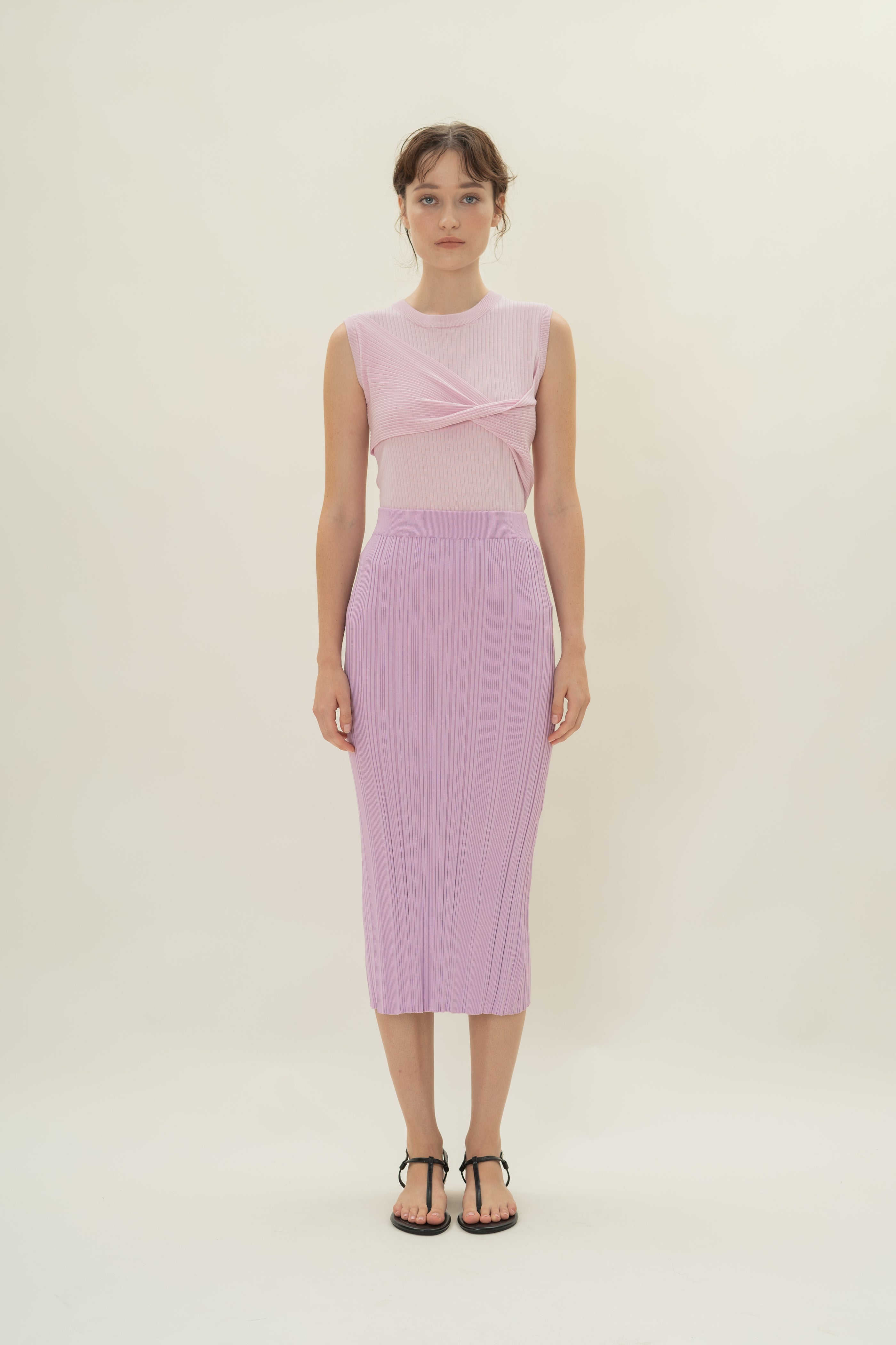 Twist Front Knit Top in Lavender Mist