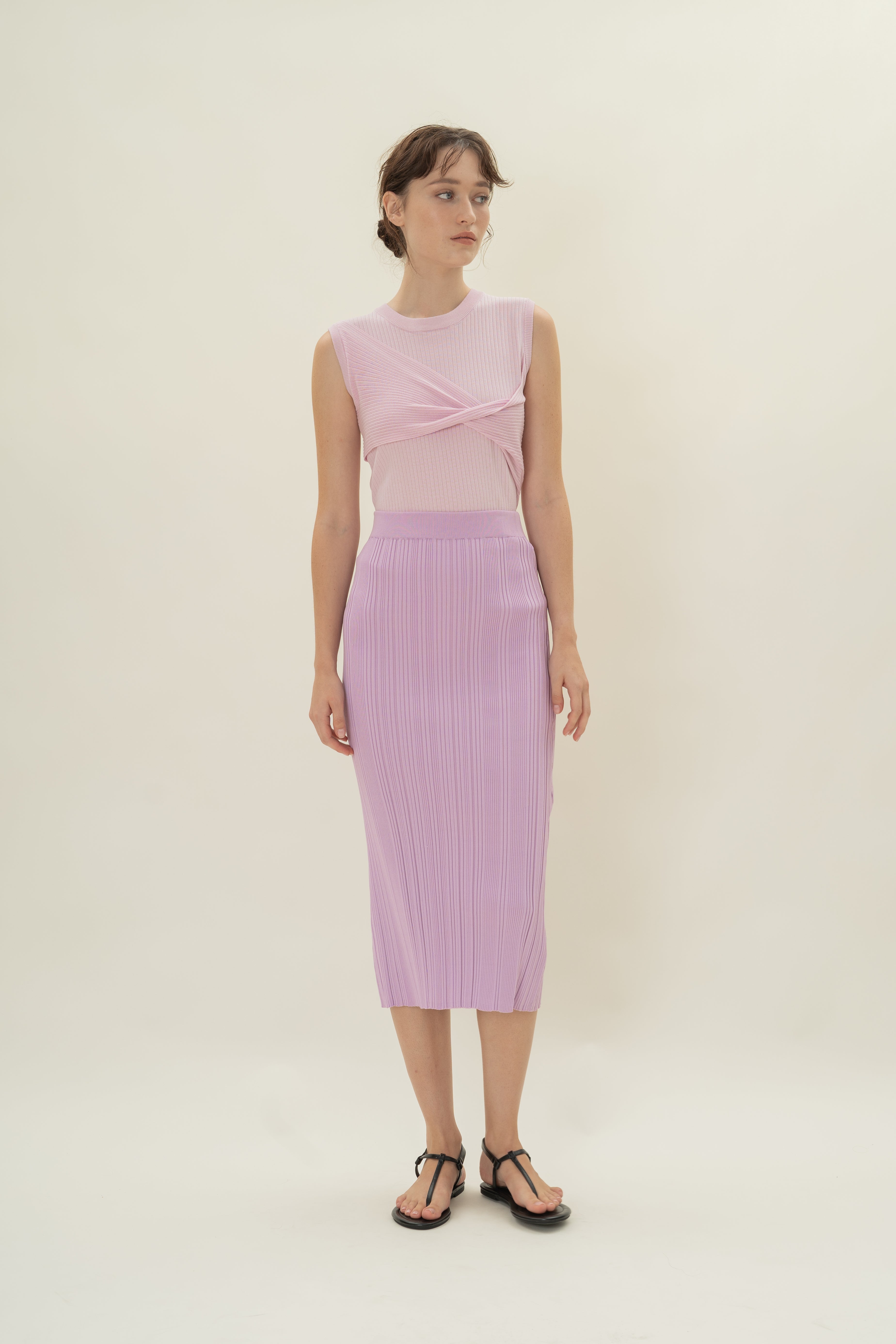 Twist Front Knit Top in Lavender Mist