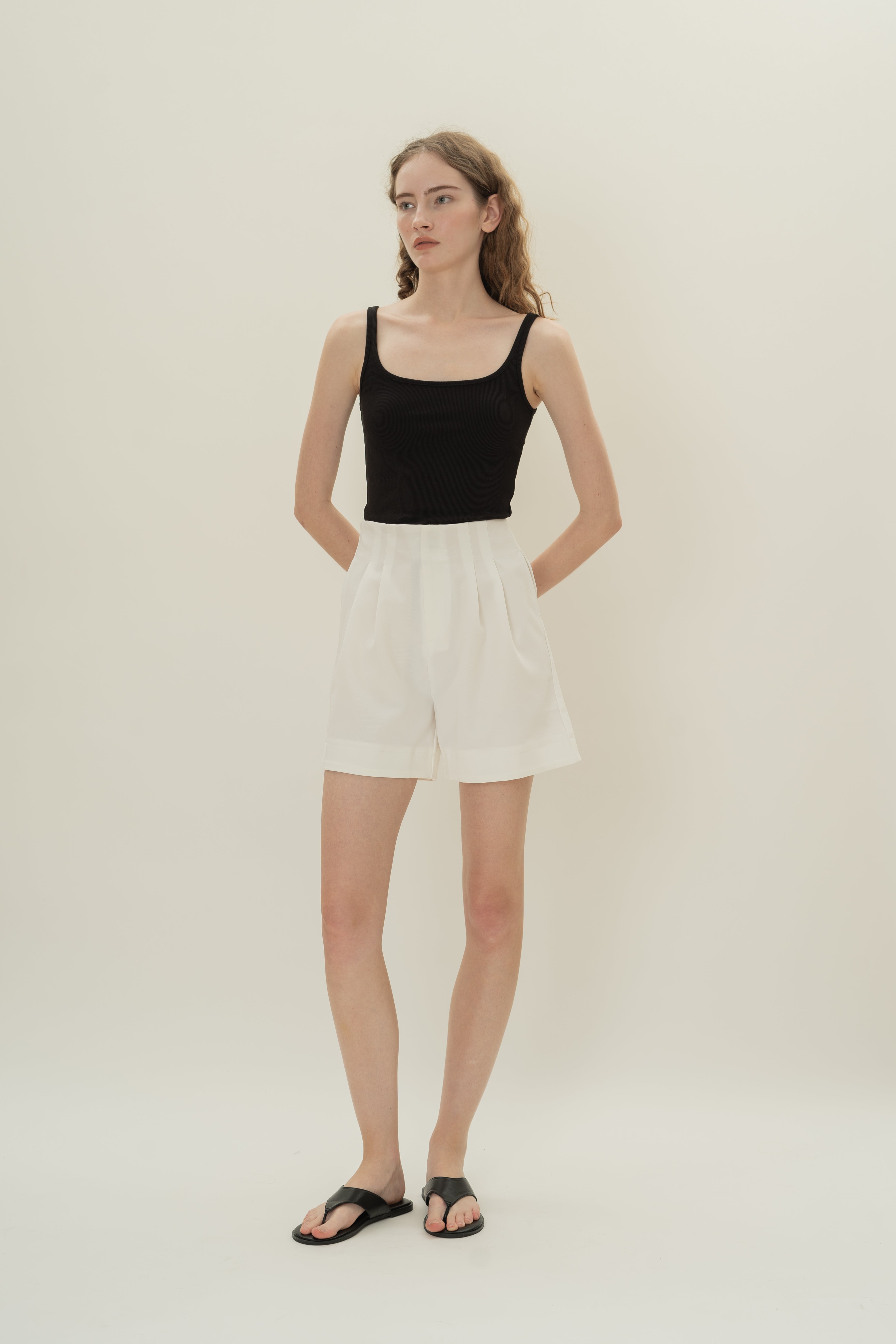 Soft Ribbed Tank Top in Black