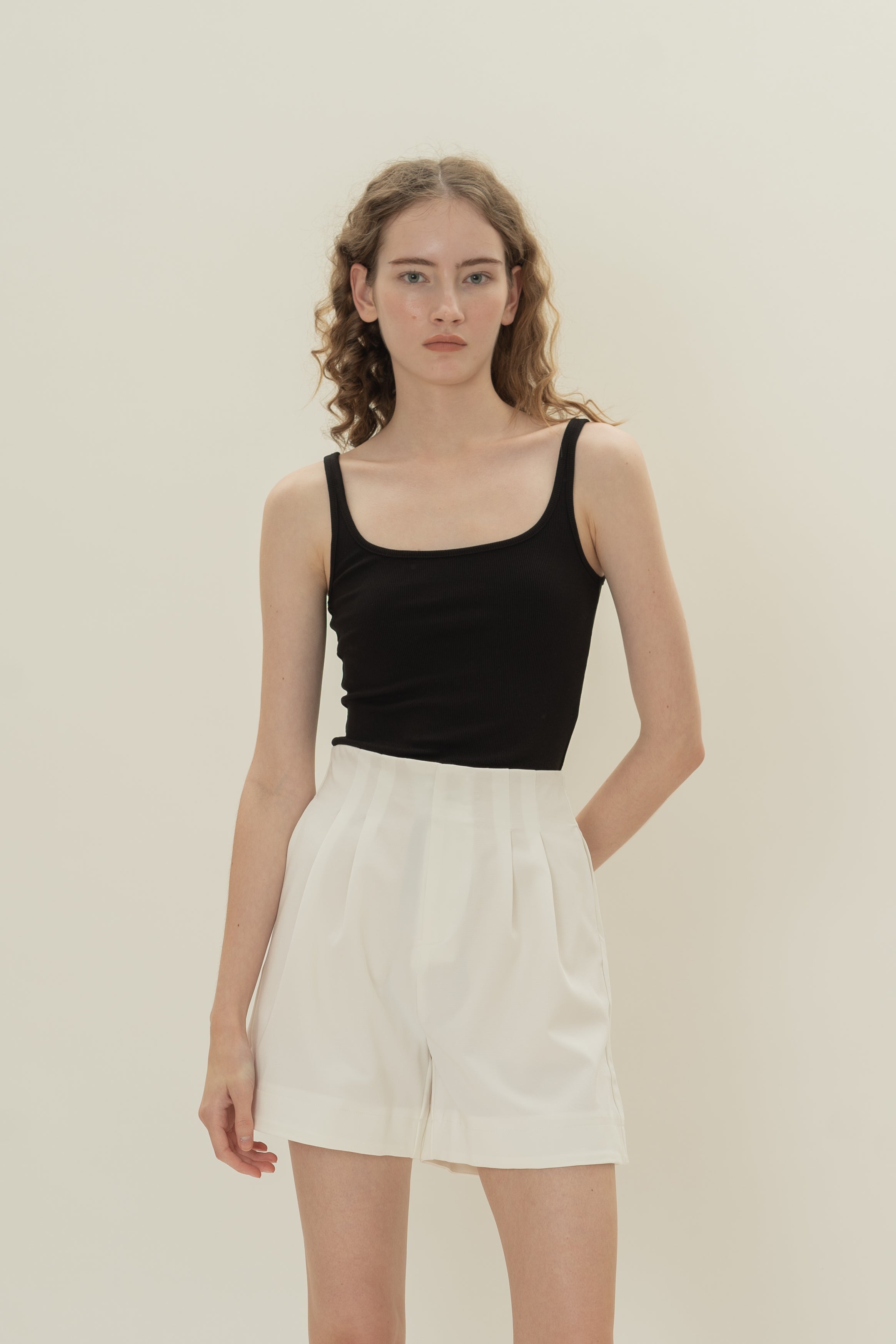 Soft Ribbed Tank Top in Black