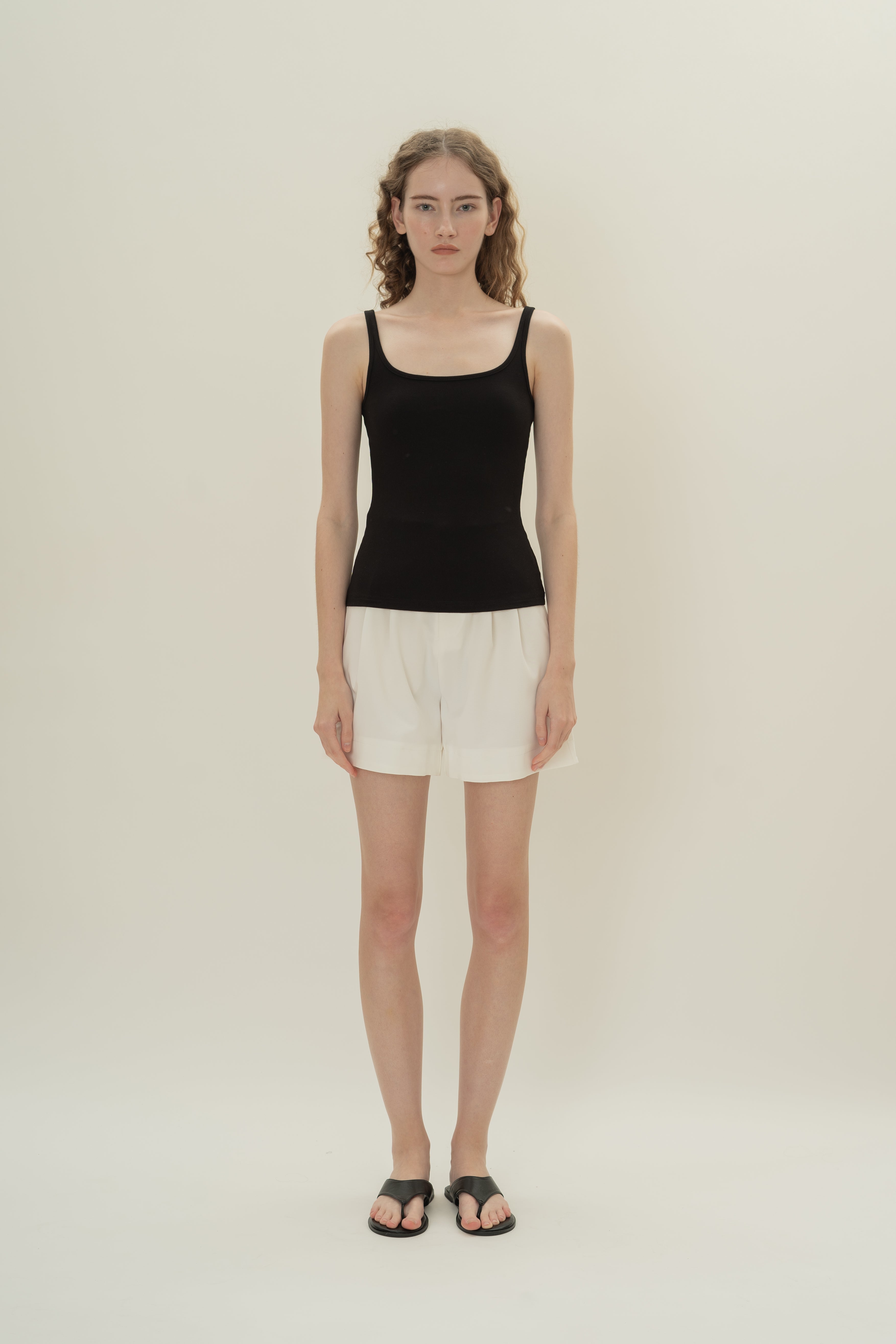 Soft Ribbed Tank Top in Black