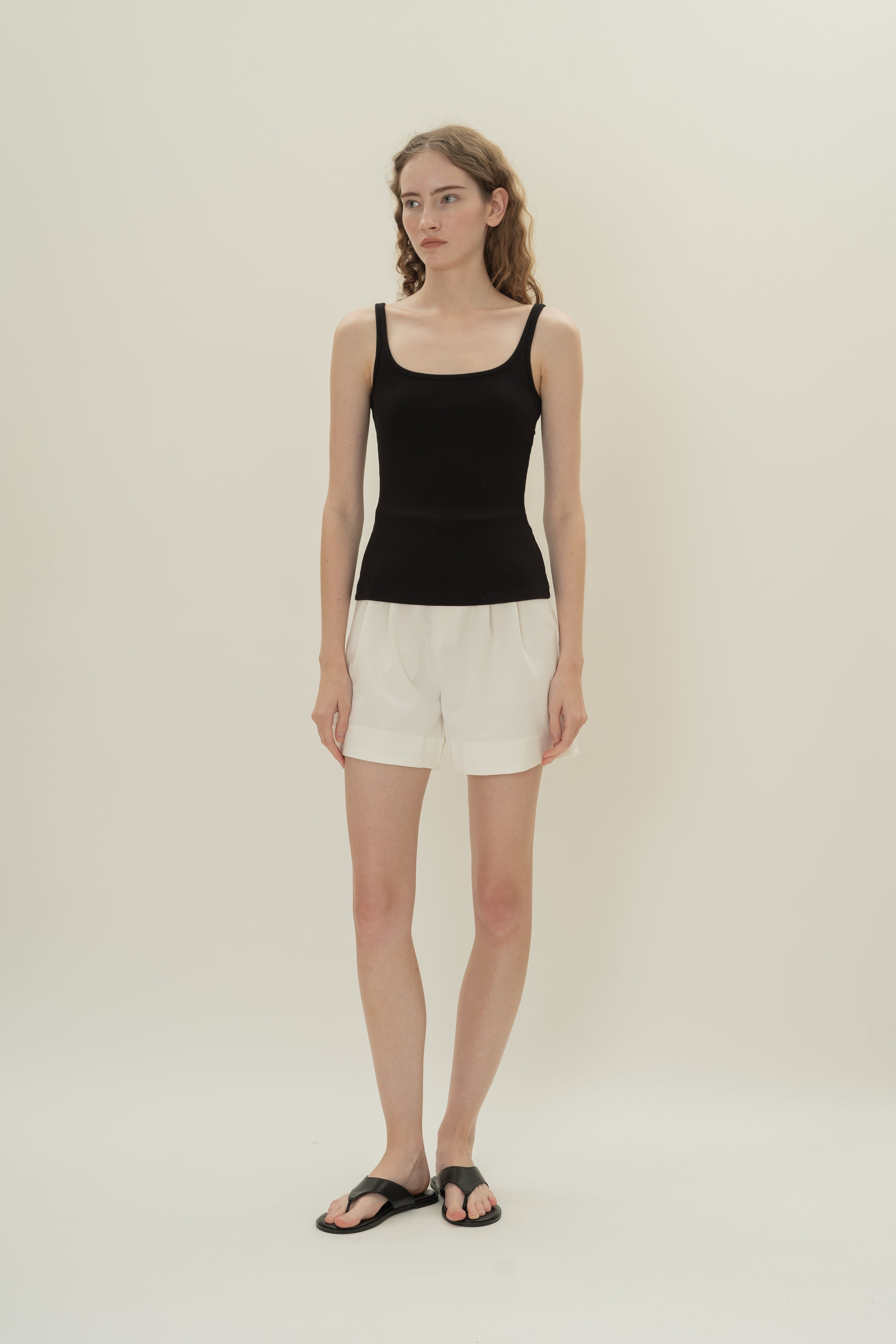 Soft Ribbed Tank Top in Black