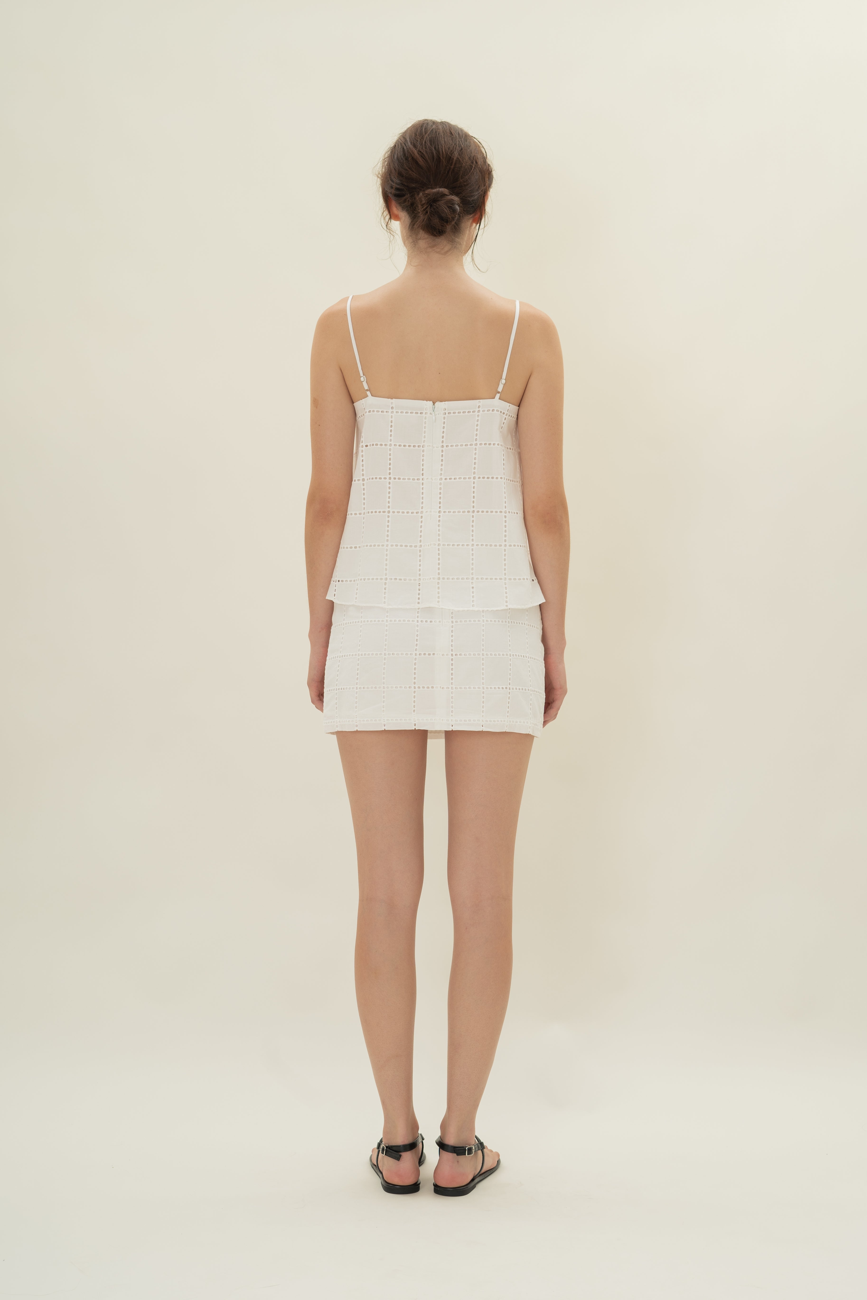 Square Broderie Cami Top in White