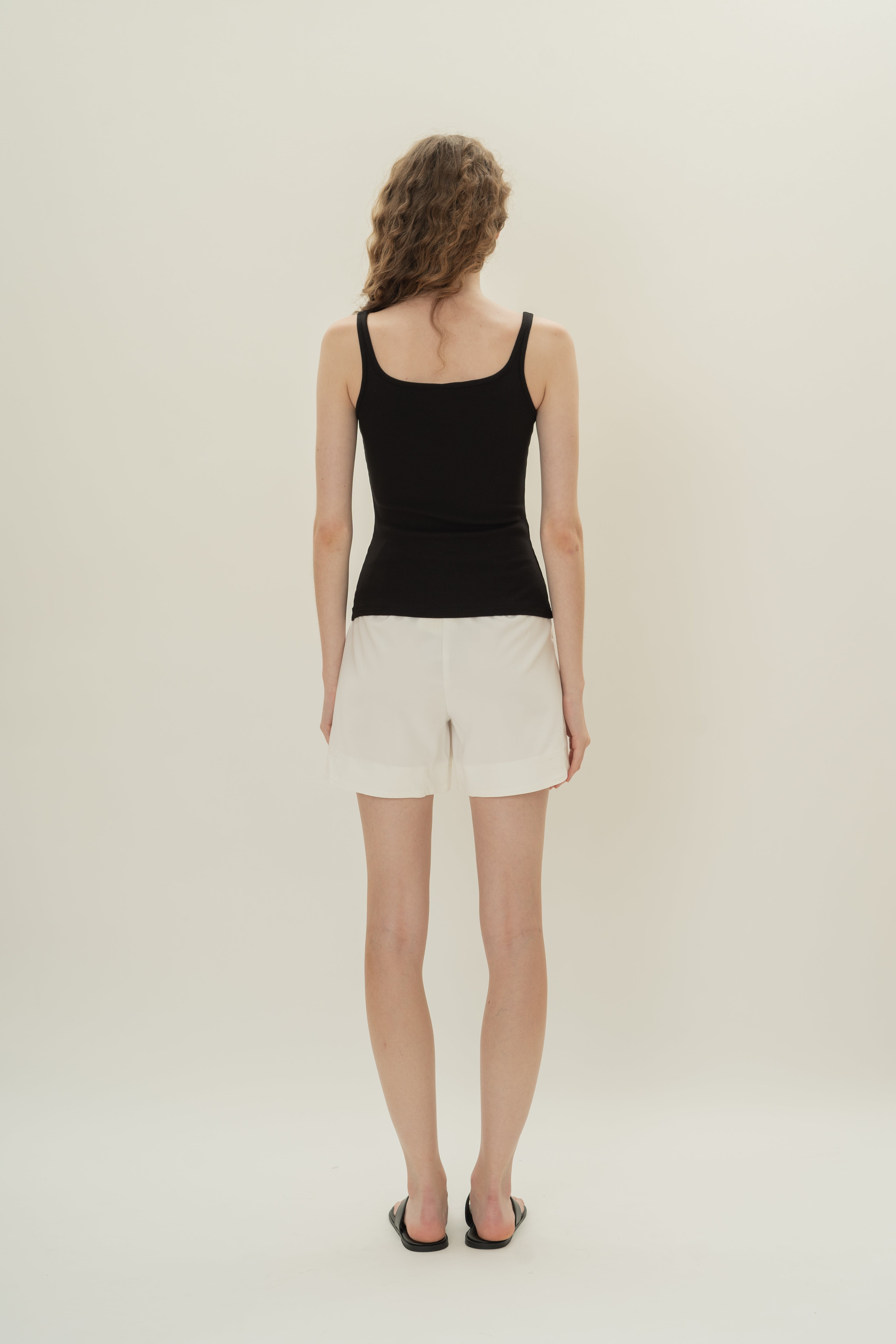 Soft Ribbed Tank Top in Black