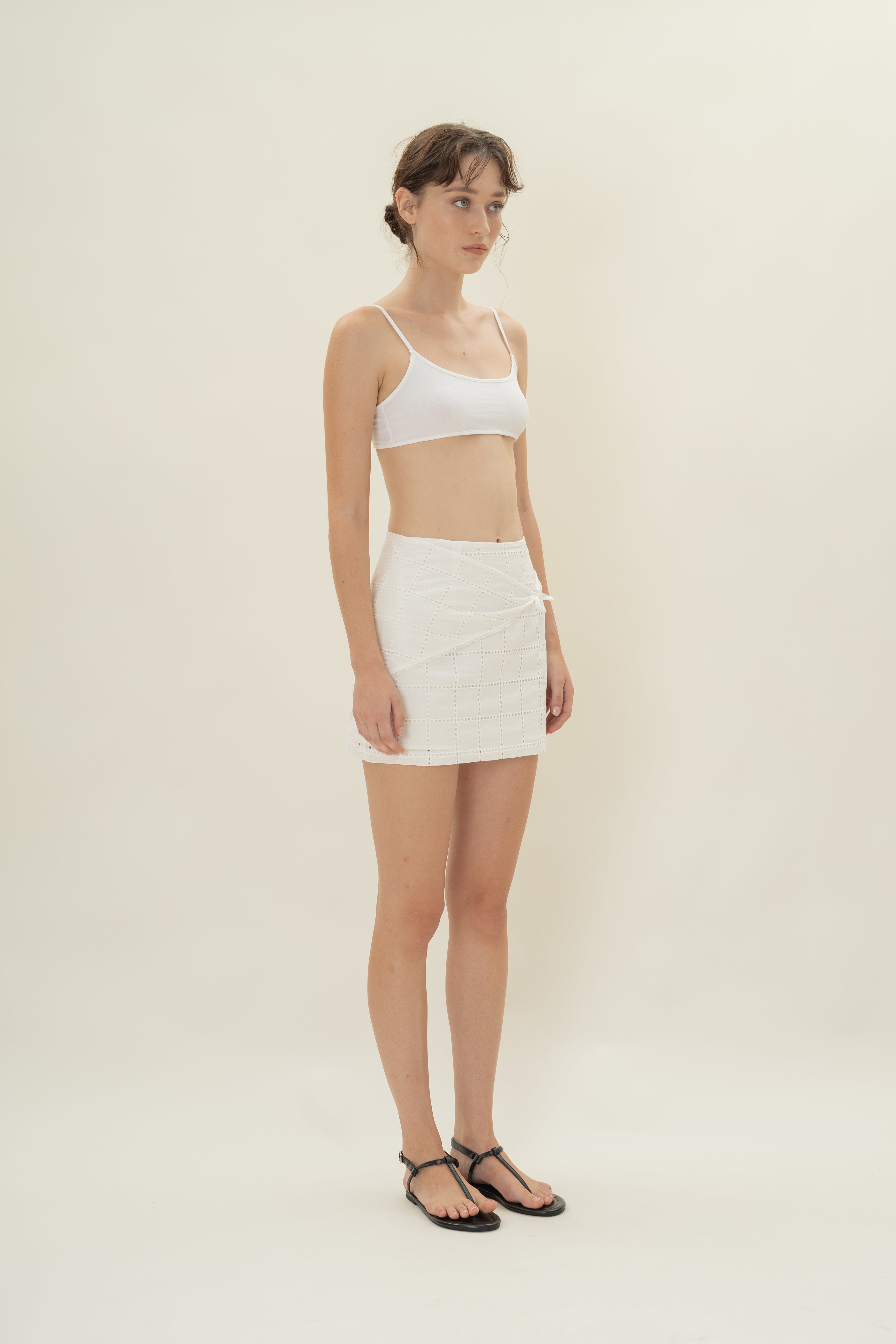Square Broderie Scarf in White