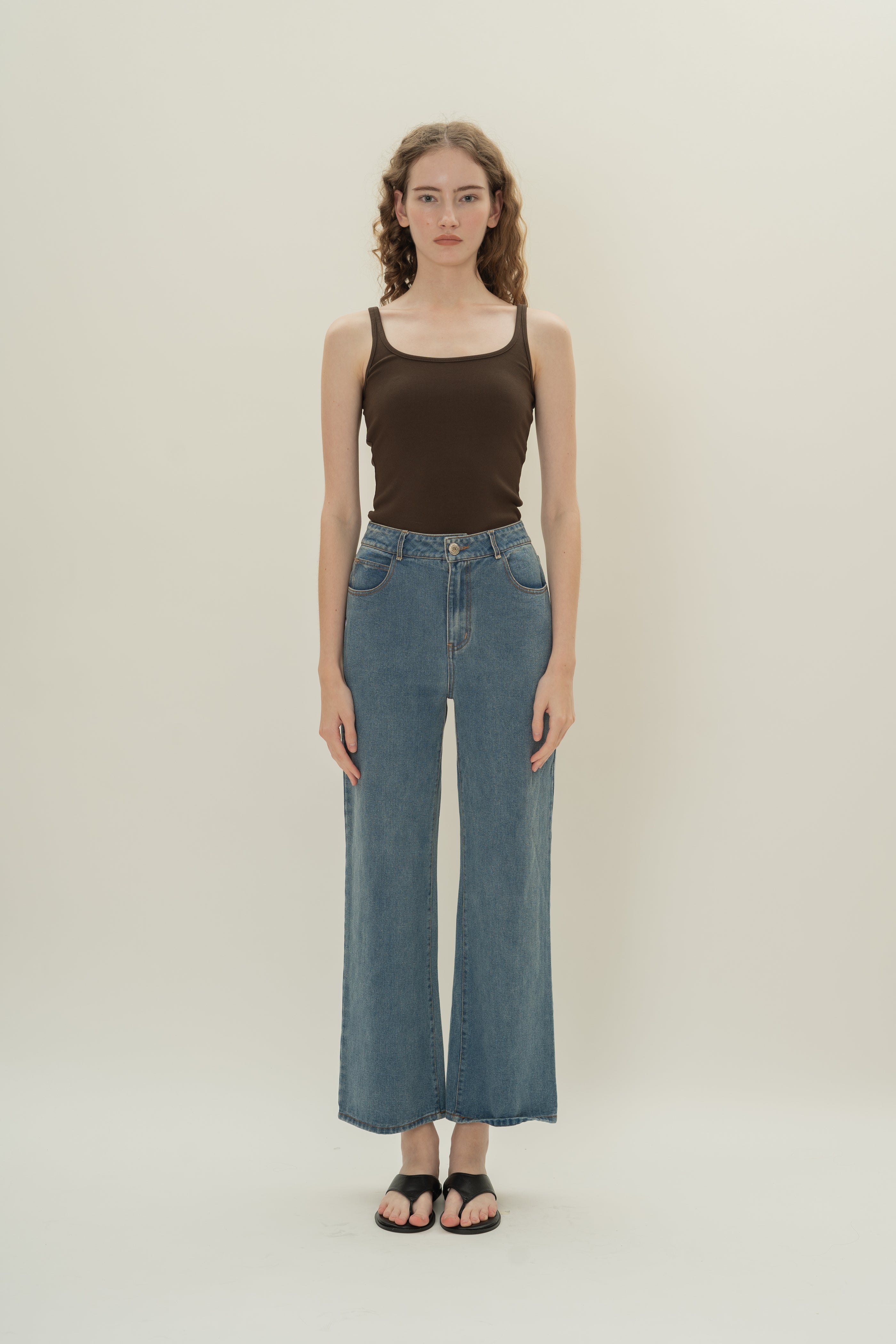 Soft Ribbed Tank Top in Umber