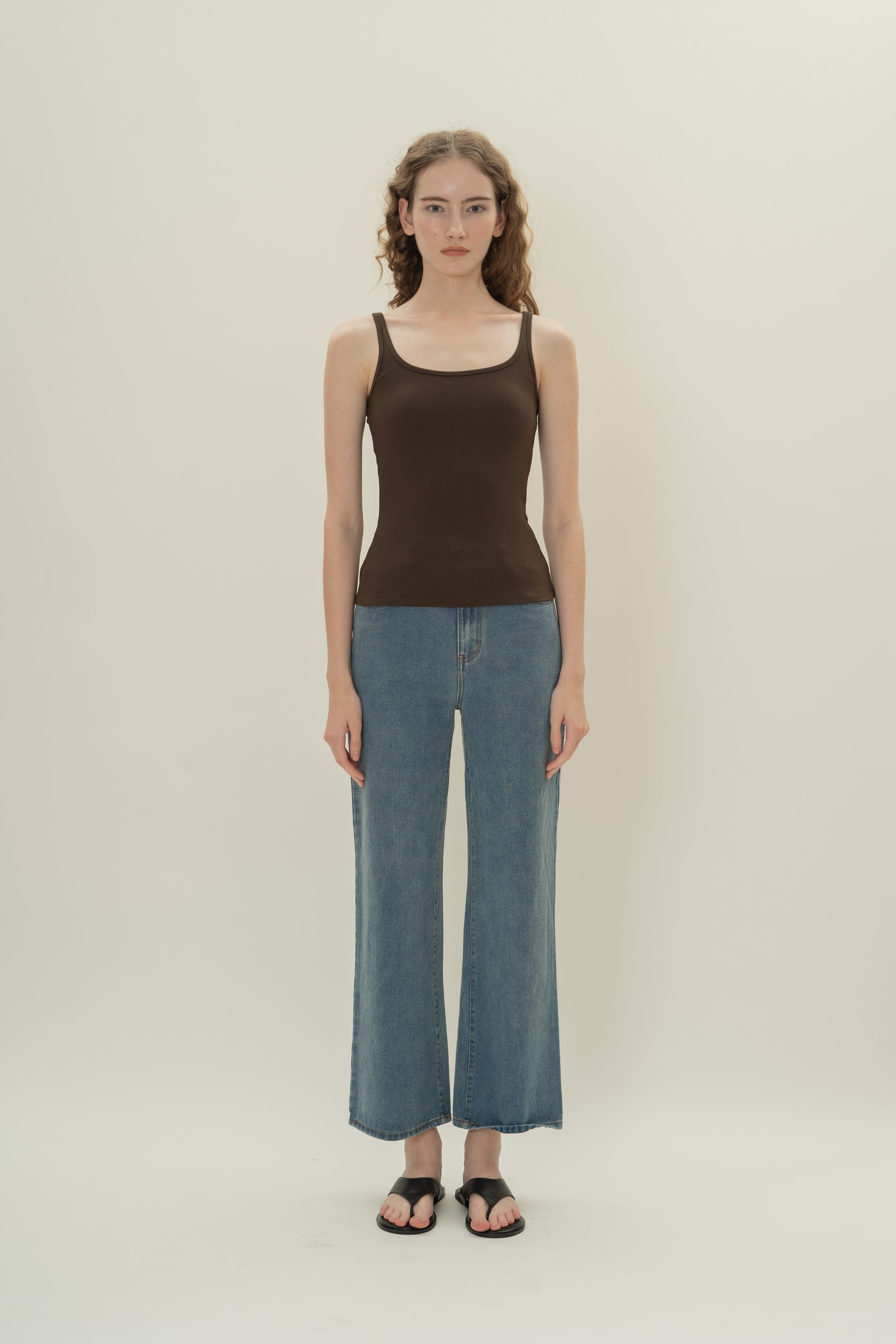 Soft Ribbed Tank Top in Umber