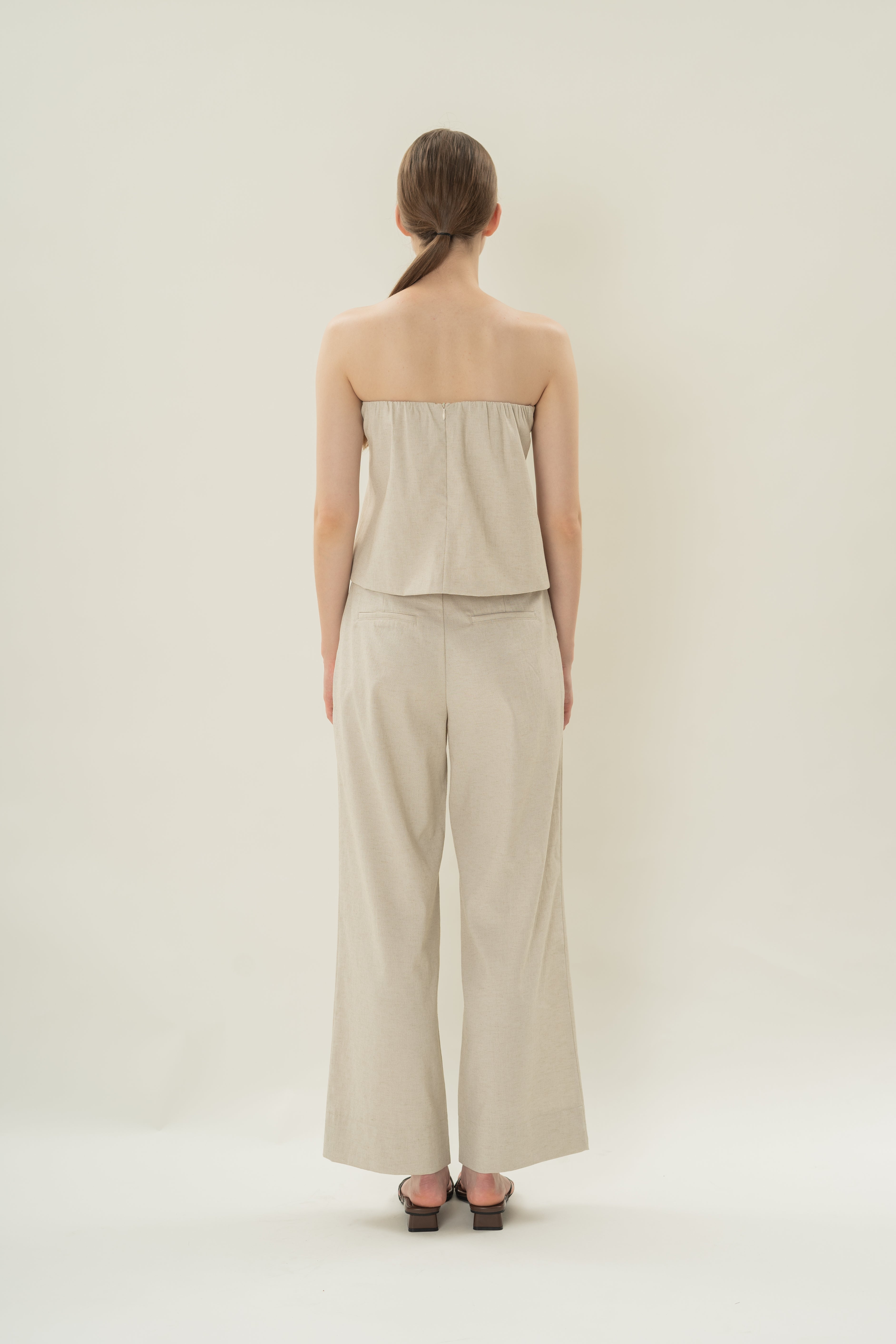 Tailored Pants With Overlay Skirt in Natural