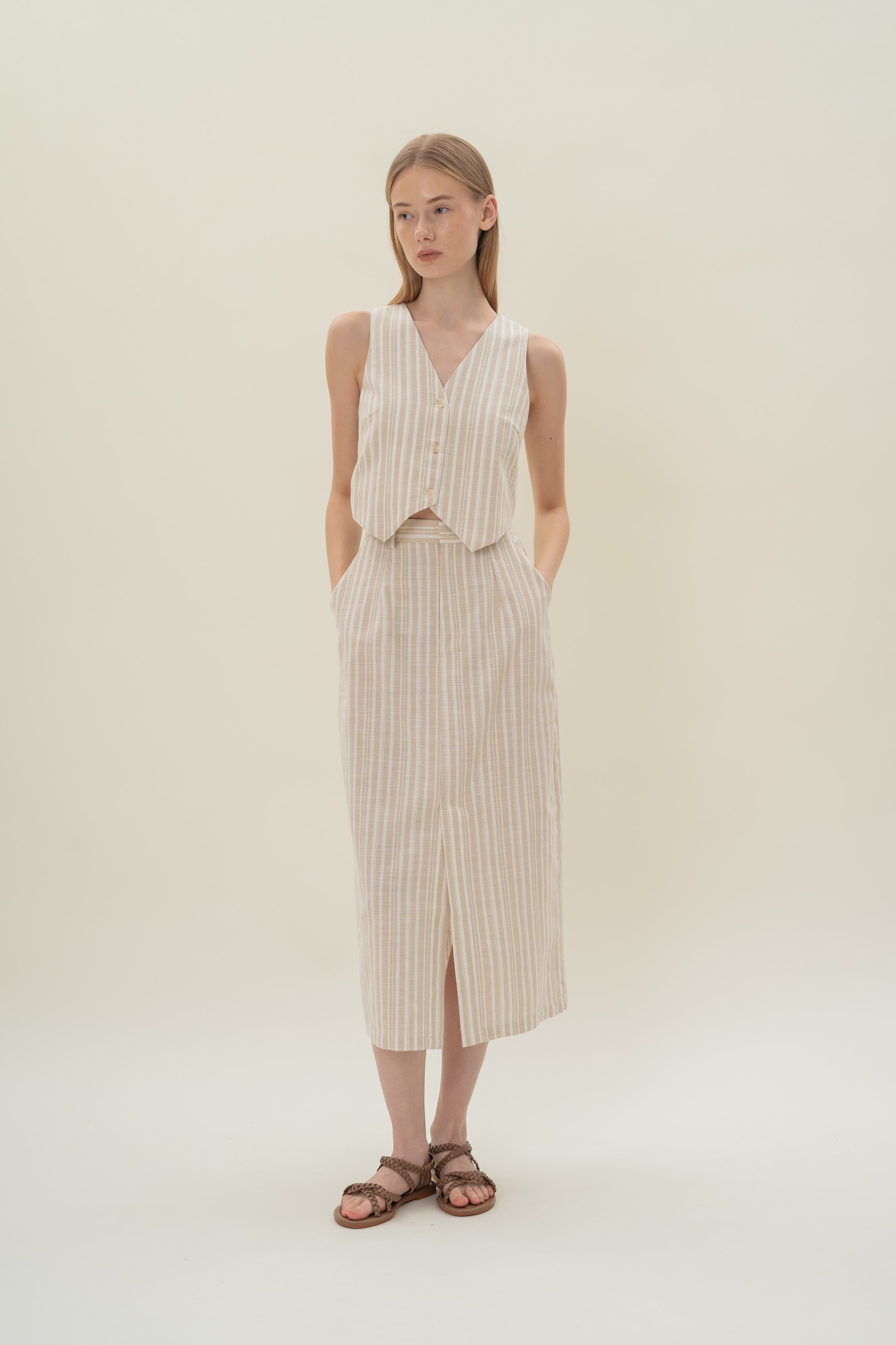 Relaxed Waistcoat in Oasis Stripes