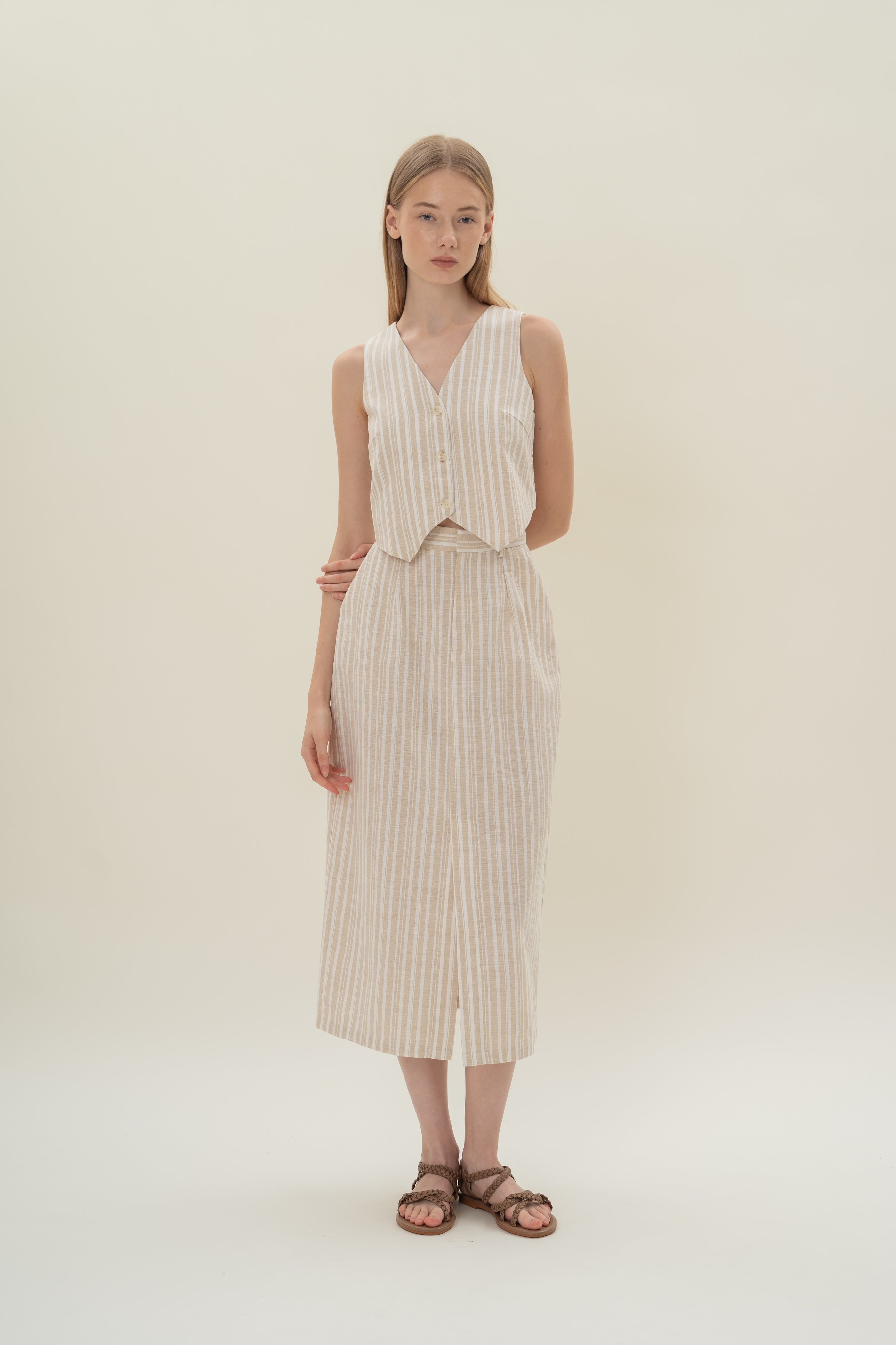 Relaxed Waistcoat in Oasis Stripes