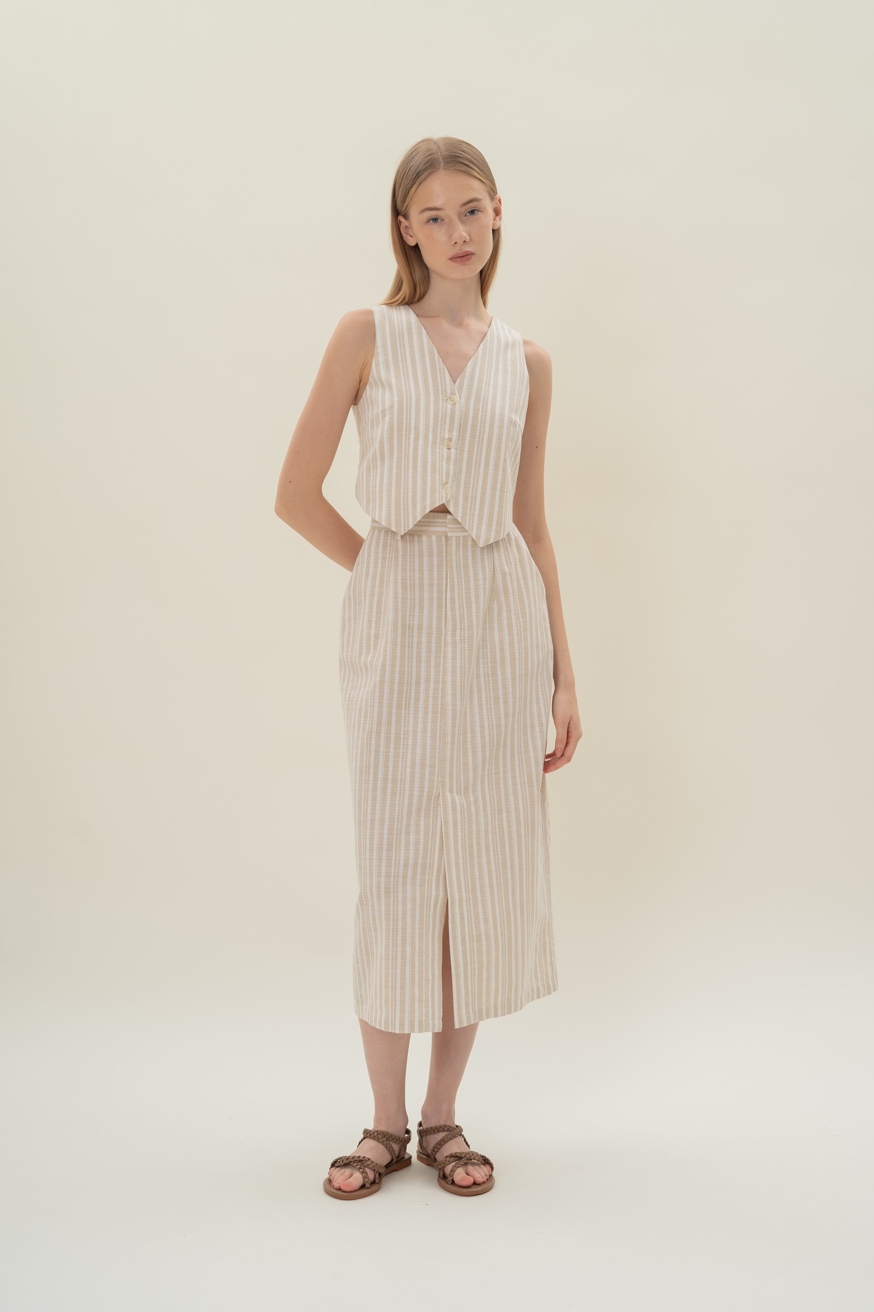Relaxed Waistcoat in Oasis Stripes